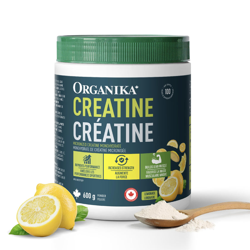 Organika Canadian-Made Creatine Powder- Lemonade- Pure Micronized Creatine Monohydrate - Helps Build Lean Muscle, Increase Strength, and Improved Recovery and Performance for Men and Women - 600g 🍁 All In One Marketplace Canada