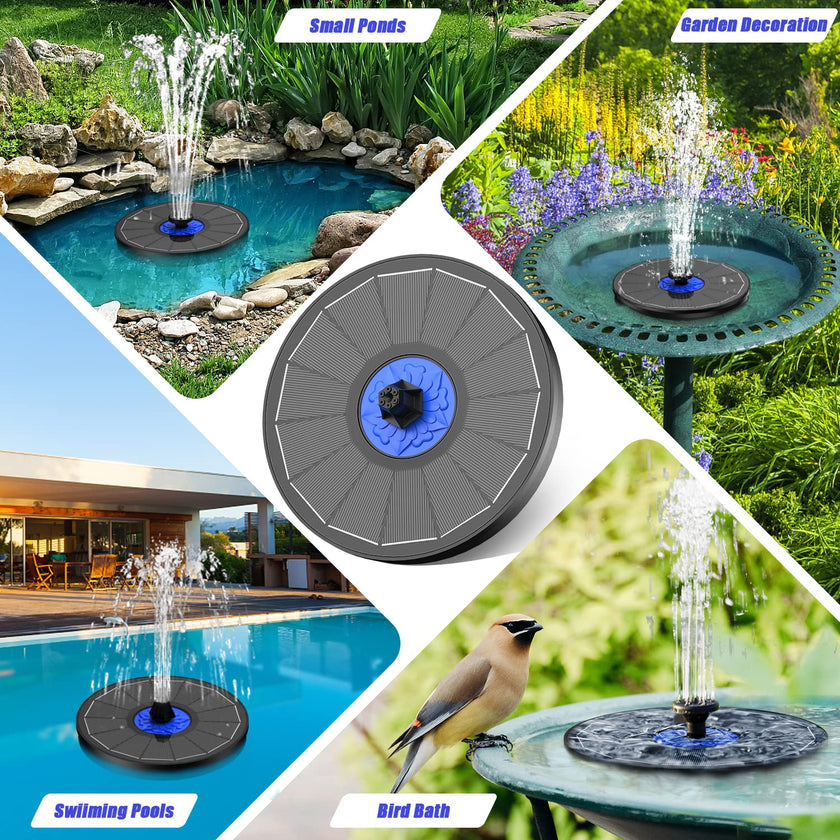 SZMP Solar Fountain Upgrade, 3.5W Solar Powered Bird Bath Fountains with Flower, Outdoor Water Feature Solar Fountain Pump with 7-in-1 Nozzles, 4 Fixed Pipes for Humingbirds, Birdbath, and Garden 🍁 All In One Marketplace Canada