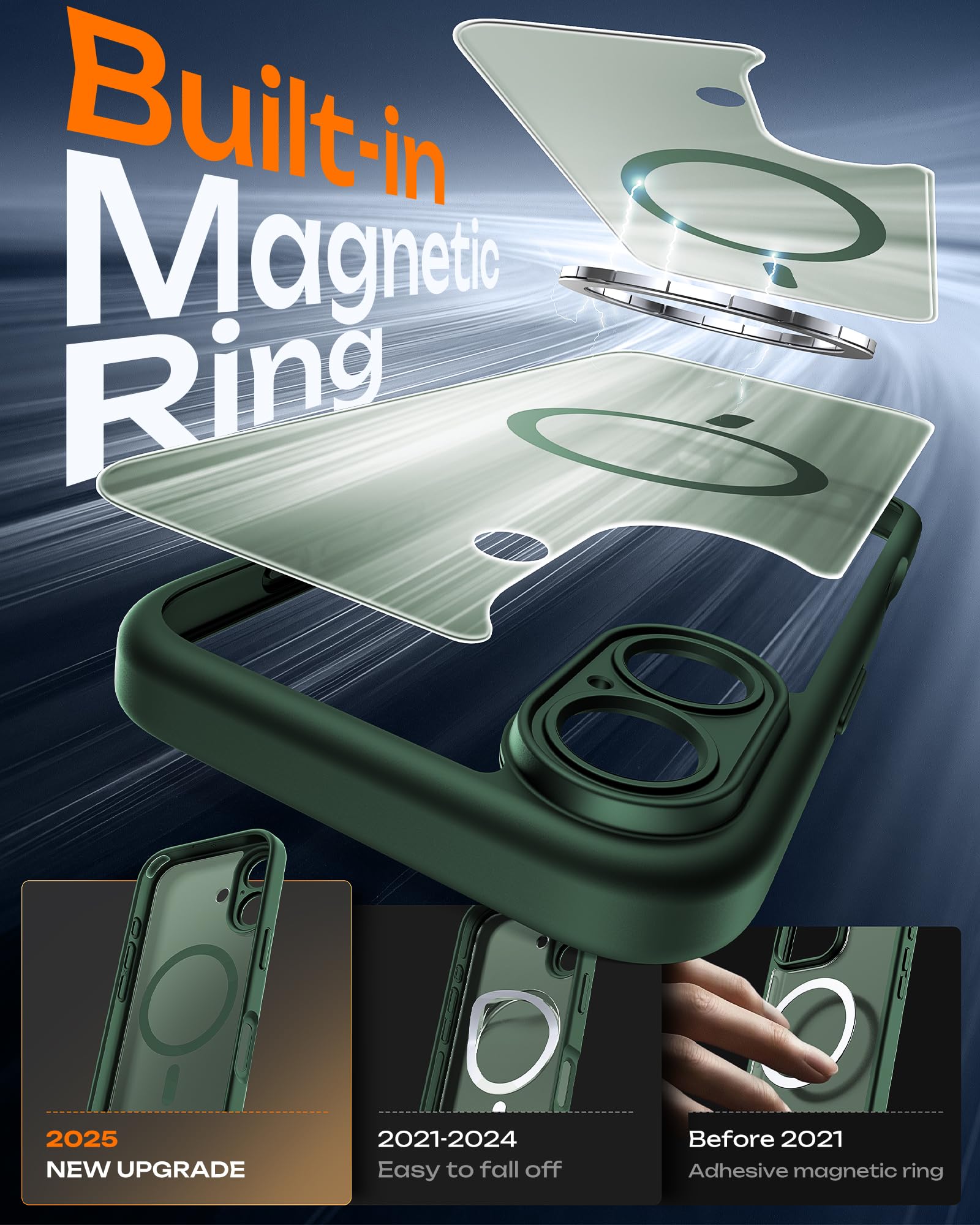 TOCOL for iPhone 17 Case, Full Camera Protection, Built-in Magnetic Ring, Compatible with Magsafe, Drop Protection, Translucent Matte Phone Case for iPhone 17 6.3 inch (Alpine Green) 🍁 All In One Marketplace Canada