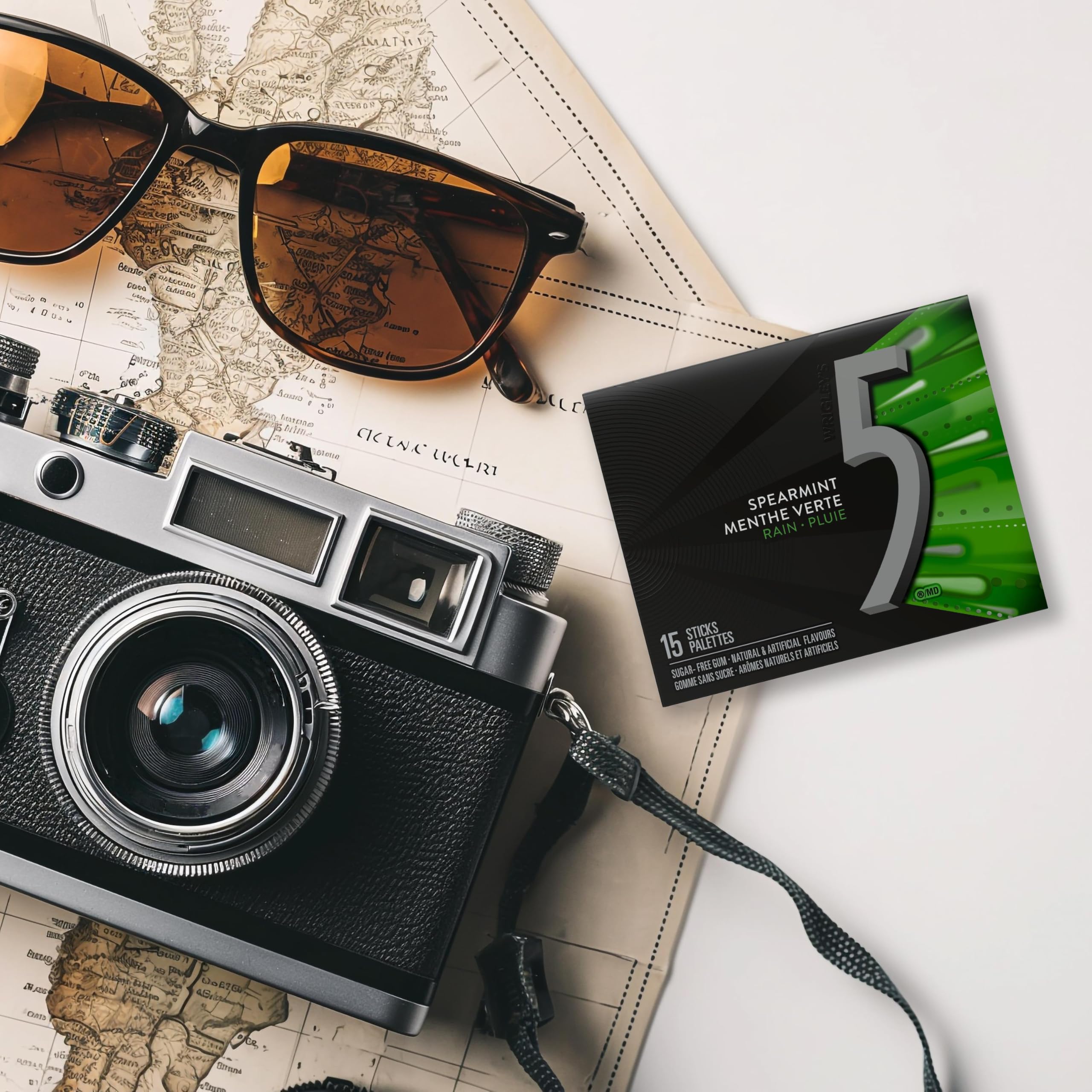 5 GUM, Spearmint-Rain Flavoured Sugar Free Chewing Gum, 15 Sticks, 10 Packs 🍁 All In One Marketplace Canada
