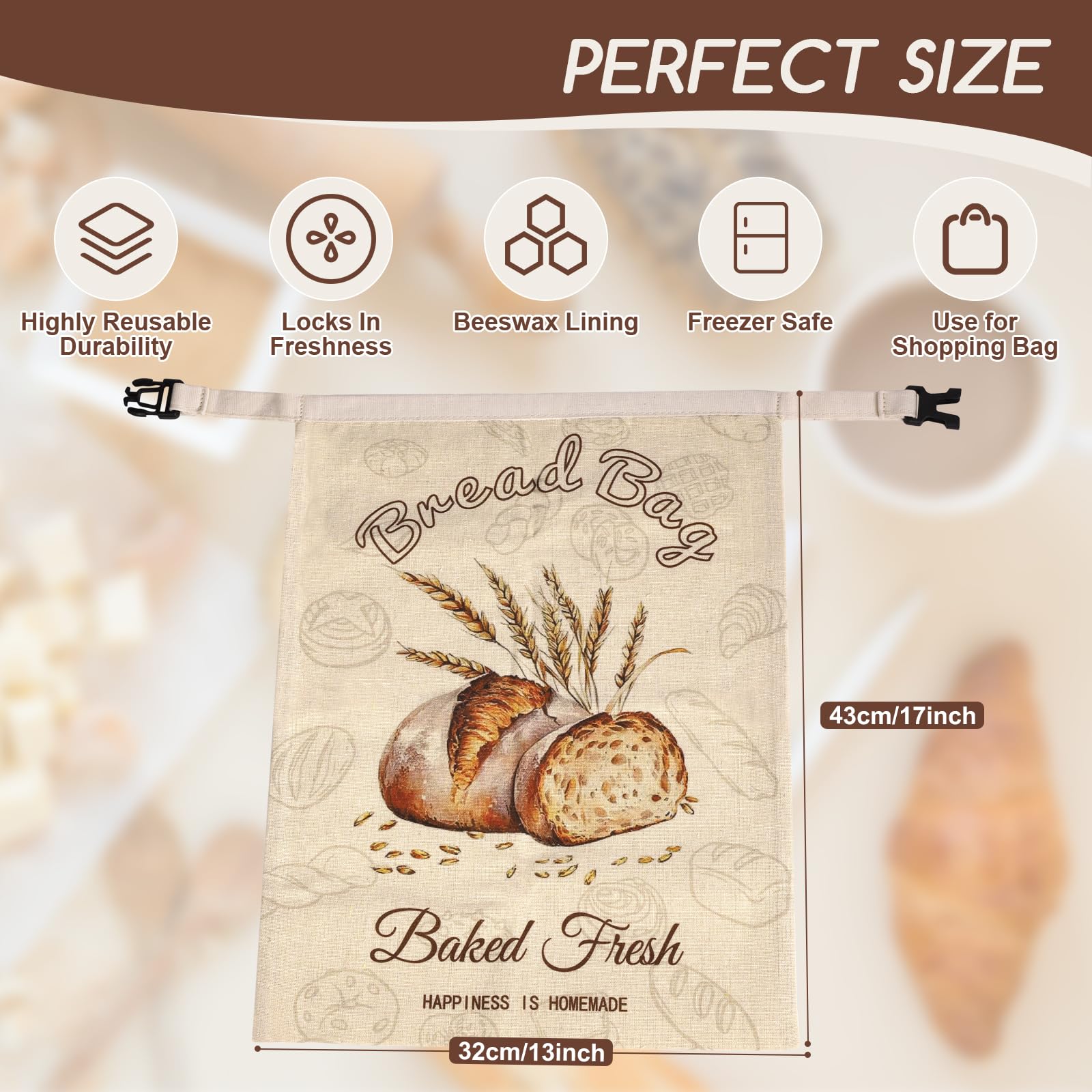 Beeswax Bread Bags for Sourdough, 2 Pack Reusable Bread Bag for Storage XL 17x13 Inch, Large Linen Bags for Homemade Sourdough - Keep Fresh, Freezer Safe 🍁 All In One Marketplace Canada