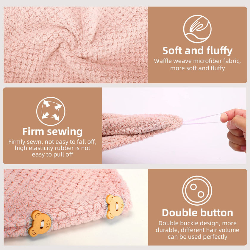 CZZXI 3 PCS Microfiber Hair Towel, Hair Wraps for Women Wet Hair, Fast Drying Hair Turban, Anti Frizz Head Towels Wrap for Curly Hair (Grey, Pink, Blue) 🍁 All In One Marketplace Canada