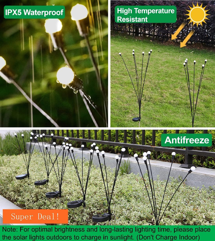 SIOTMERA 4Count Solar Lights Outdoor Waterproof IPX5, Solar Garden Lights, Wind Swaying Firefly Lights, Christmas Lights Outdoor, for Yard Lawn Pathway Decoration Lighting, 6LED WarmYellow 🍁 All In One Marketplace Canada