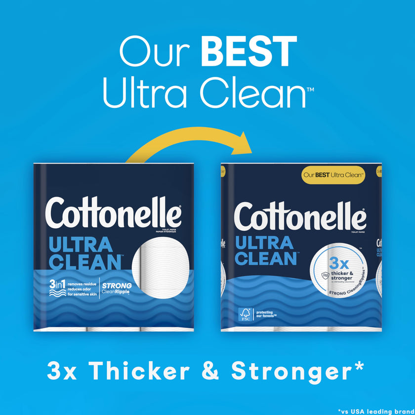Cottonelle Toilet Paper, 36 Mega Rolls = 144 Regular Rolls (2 Packs of 18), Ultra Clean, Strong Bathroom Tissue, 284 Sheets per Roll, Packaging May Vary 🍁 All In One Marketplace Canada