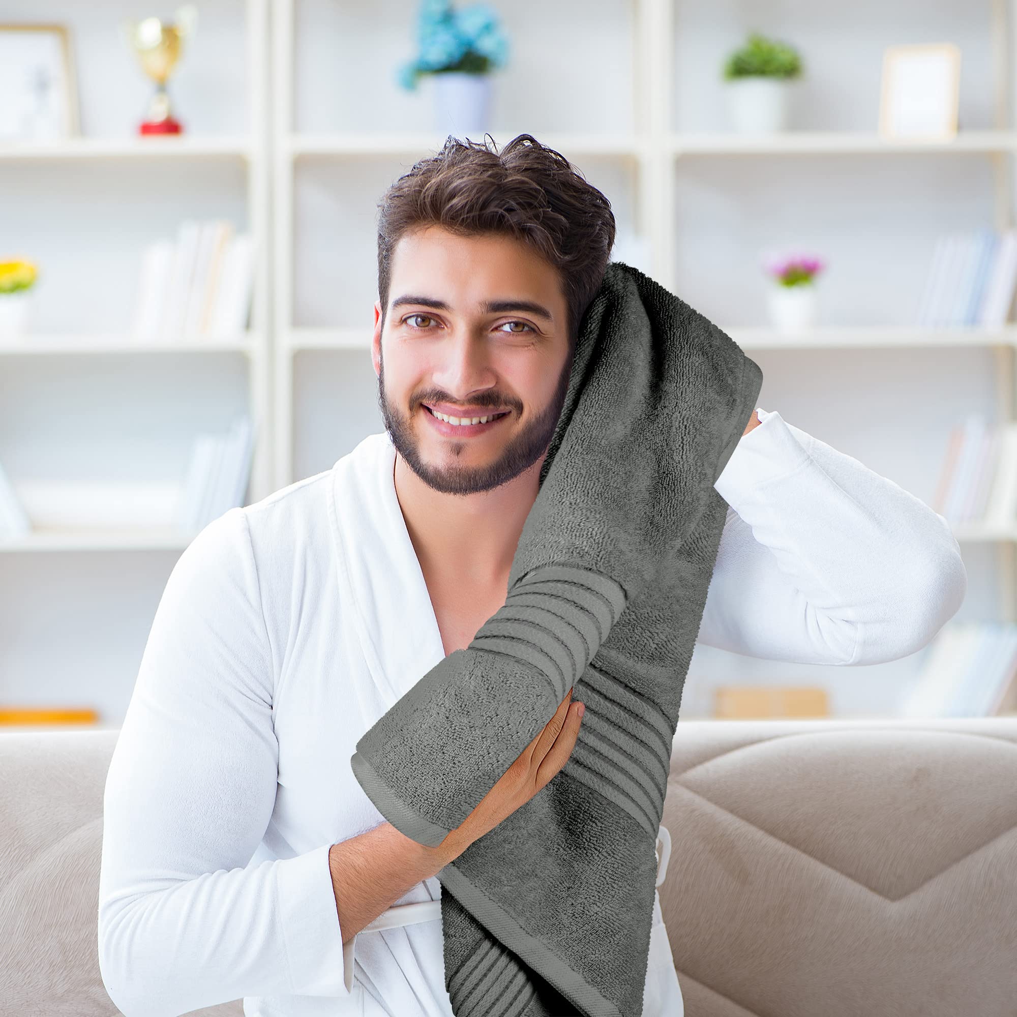 Utopia Towels Premium 100% Combed Ring Spun Cotton Bath Towels, Ultra Soft and Highly Absorbent, 27 by 54 inches, Large Bath Towels, 4 Pack, Grey 🍁 All In One Marketplace Canada