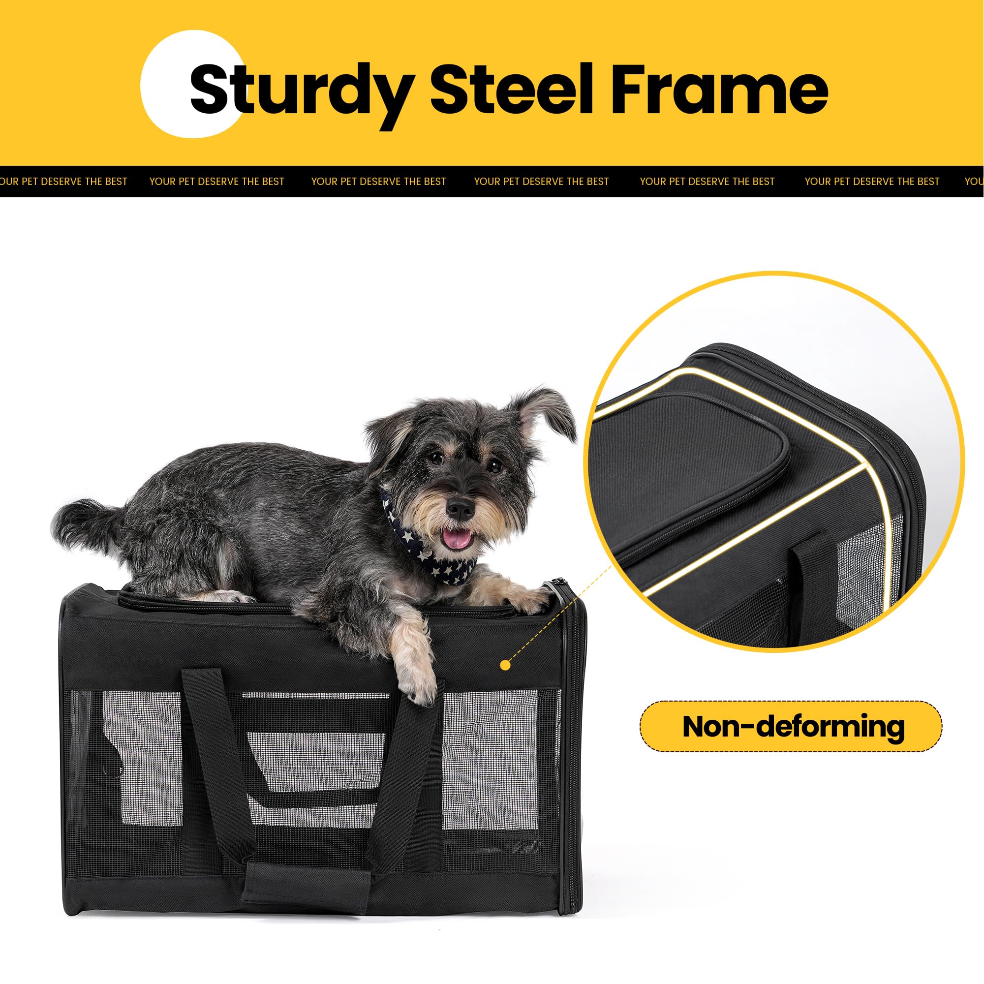 Conlun Cat Carrier Airline Approved, Soft-Sided Dog Carrier with Inner Safety Leash, Pet Transport Carrier for Small-Medium Cats Puppies up to 15 Lbs, Collapsible Travel Kitten Carrier Bag -Black M 🍁 All In One Marketplace Canada