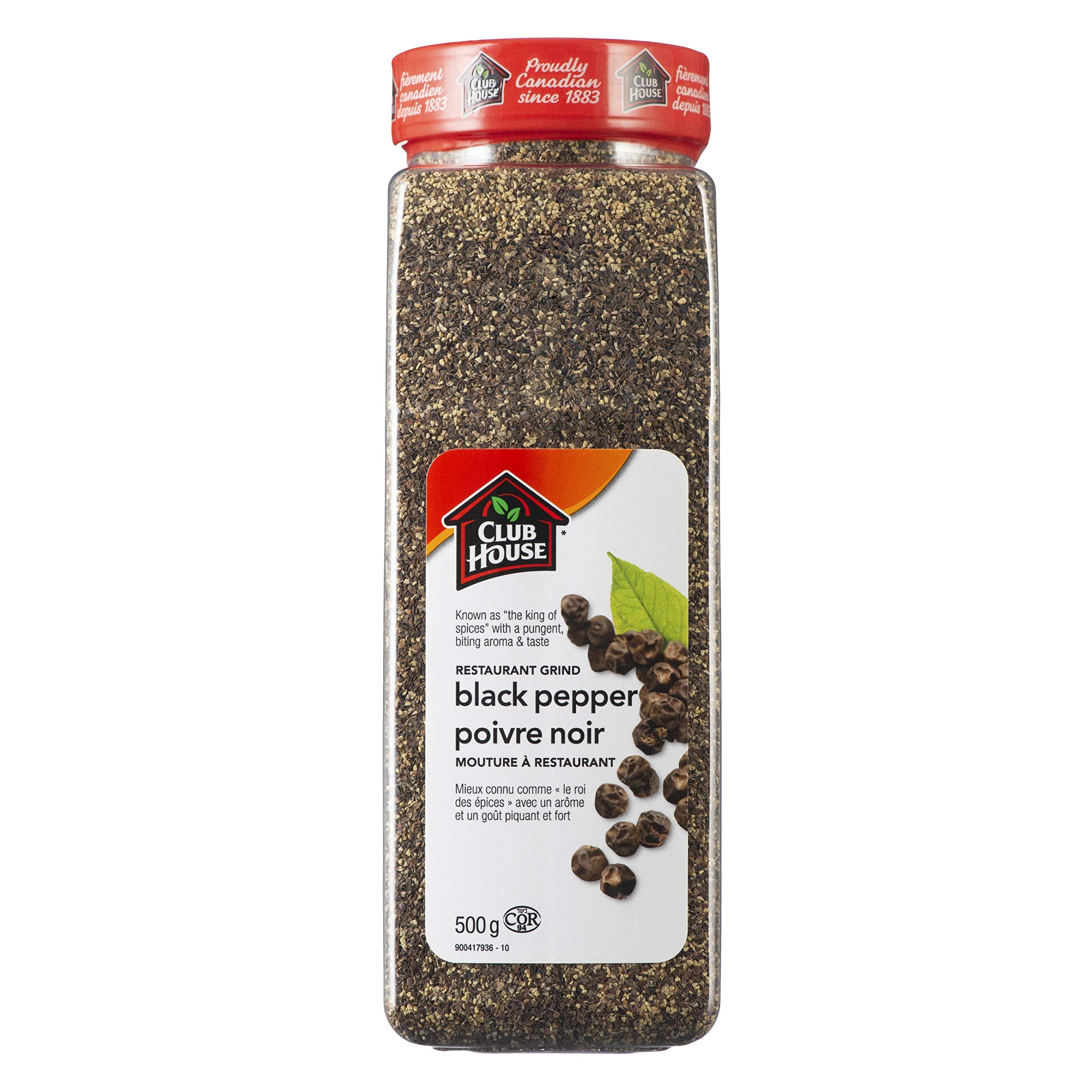 Club House Herbs & Spices, Restaurant Grind Black Pepper, 500 g 🍁 All In One Marketplace Canada