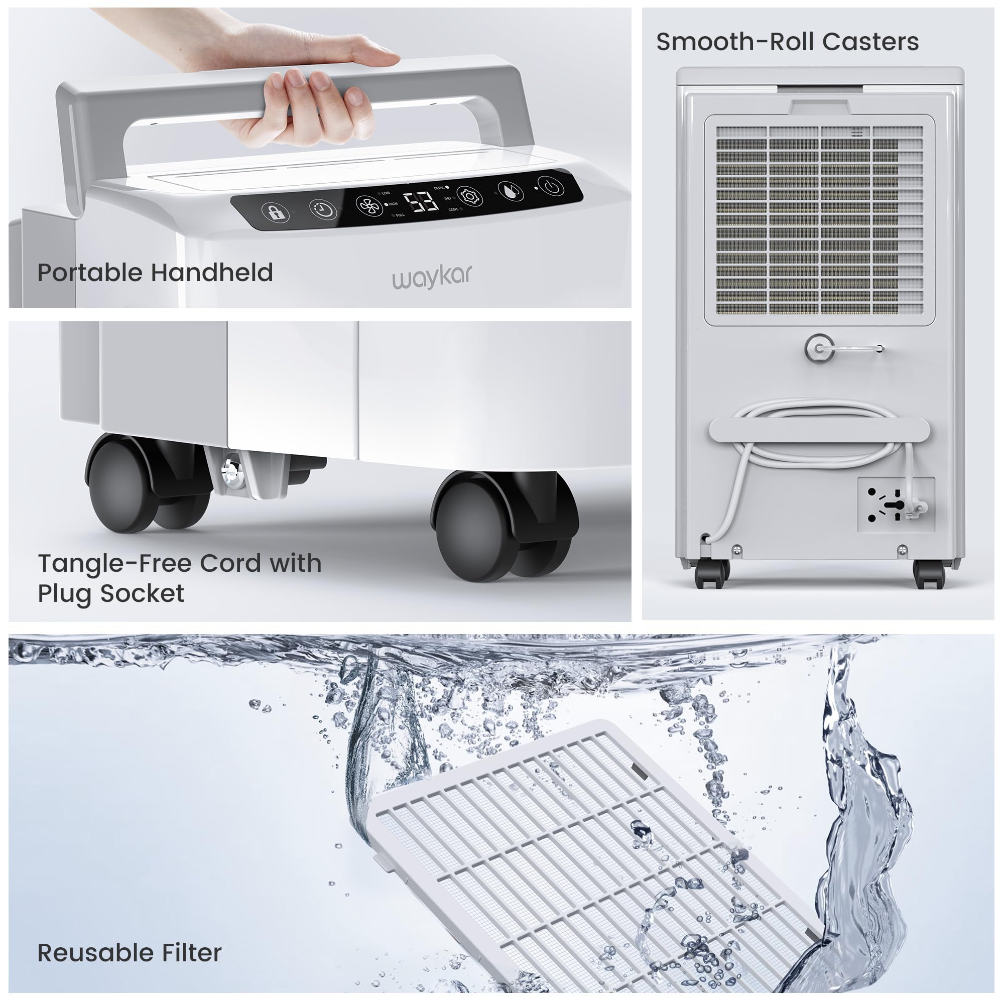 Waykar 2,000 Sq. Ft Energy Star Dehumidifier for Home and Basements, with Auto or Manual Drainage, 0.6 Gal Water Tank Capacity 🍁 All In One Marketplace Canada