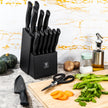 HUNTER.DUAL Knife Set, Dishwasher Safe Kitchen Knife Set with Block, 15 Pcs Black Kitchen Knife Sets with Block Self Sharpening, 6 Steak Knives, Black 🍁 All In One Marketplace Canada