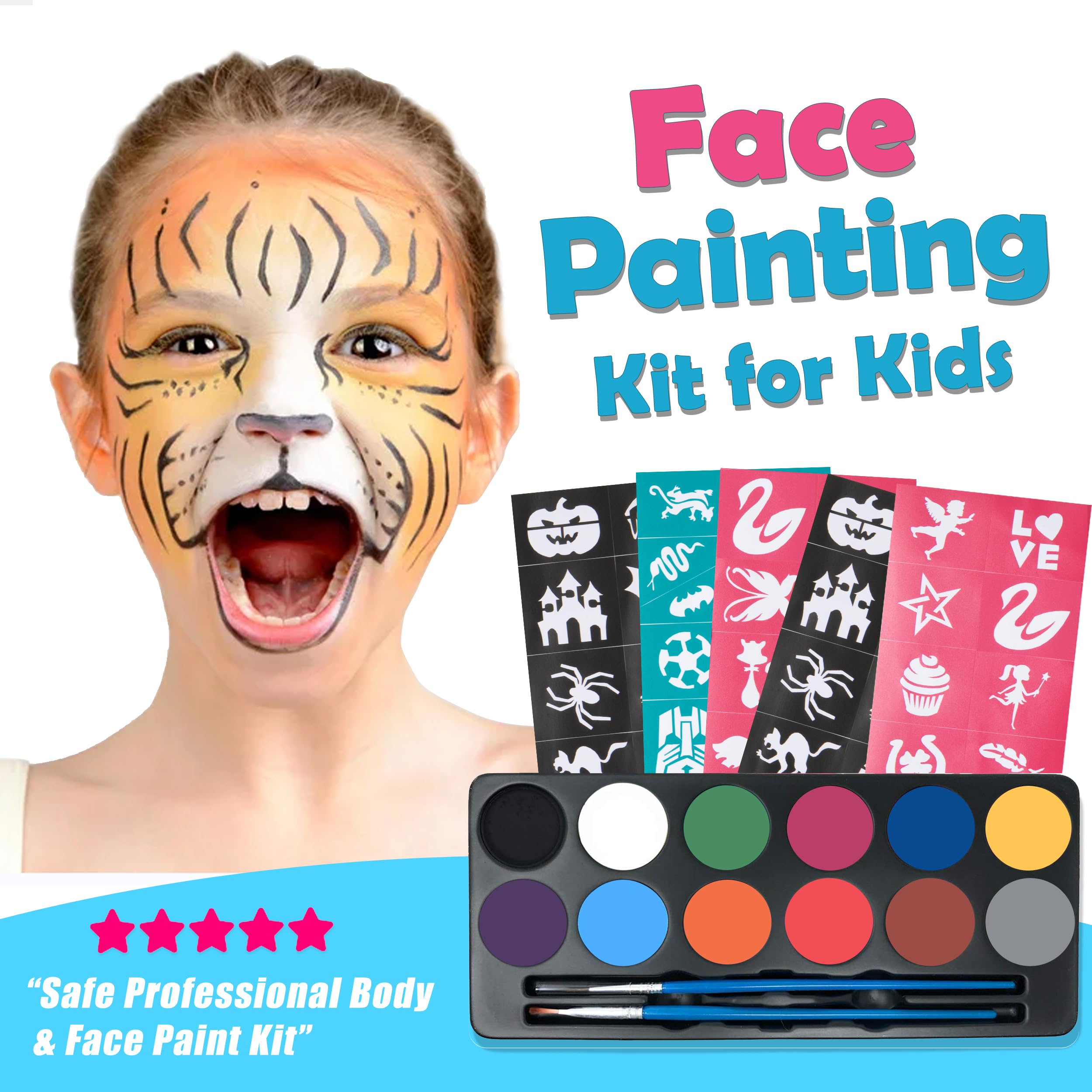 Maydear Face Painting Kit for Kids with 12 Colors Safe and Non-Toxic Large Water Based Face Paint (Matte) 🍁 All In One Marketplace Canada