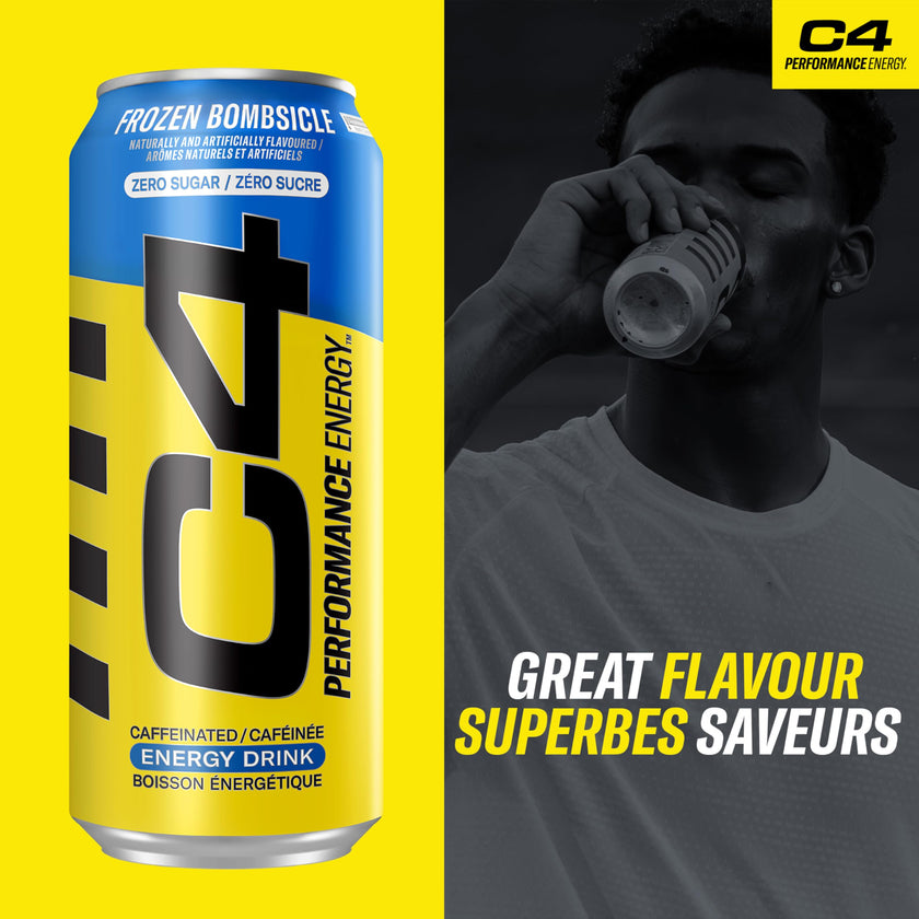 Cellucor C4 Performance Energy Drink, Frozen Bombsicle, Carbonated Sugar Free Drink with no Artificial Colours or Dyes, 473mL, 12 count 🍁 All In One Marketplace Canada