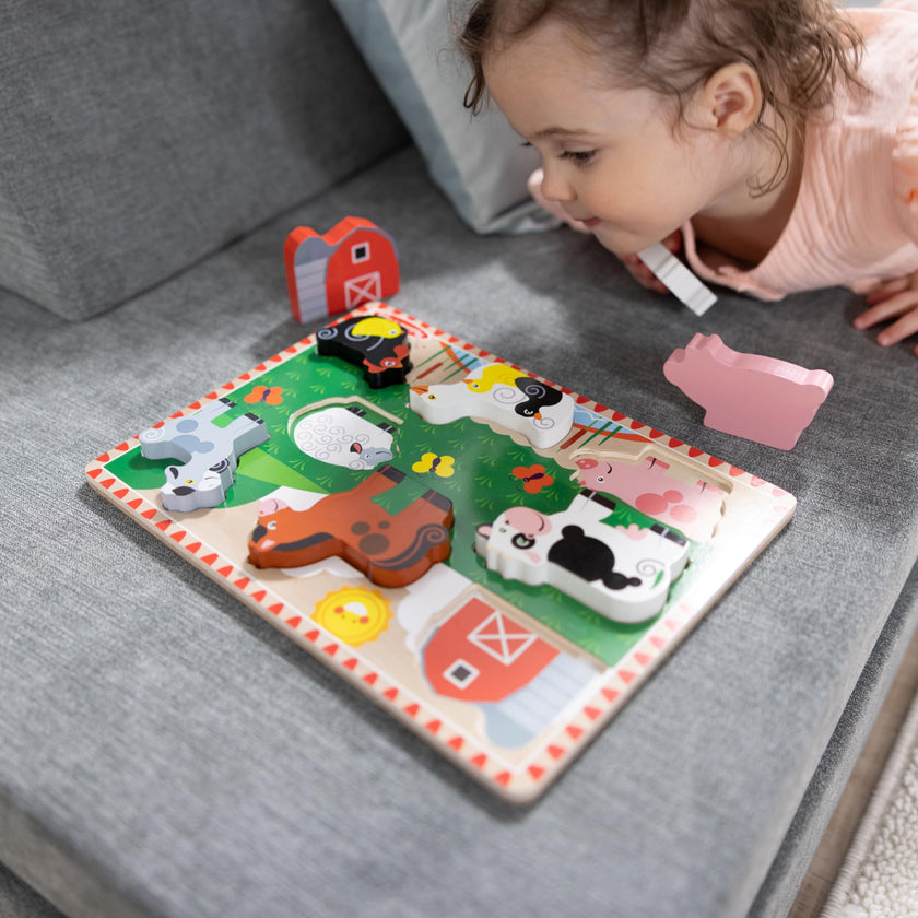 Melissa & Doug Farm Animals Wooden Chunky Puzzle 8-Piece Set 🍁 All In One Marketplace Canada