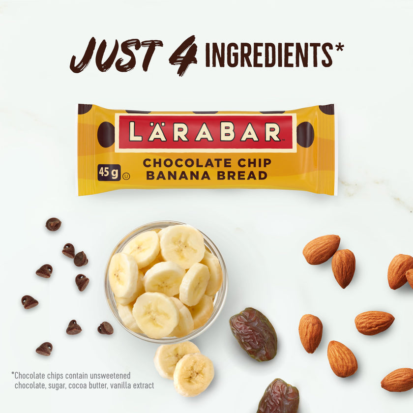 LÄRABAR Chocolate Chip Banana Bread, Fruit and Nut Energy Bar, Pack of 16 Bars, Gluten Free, Vegan, Family Pack, Snack Bars, 720 Grams Package 🍁 All In One Marketplace Canada