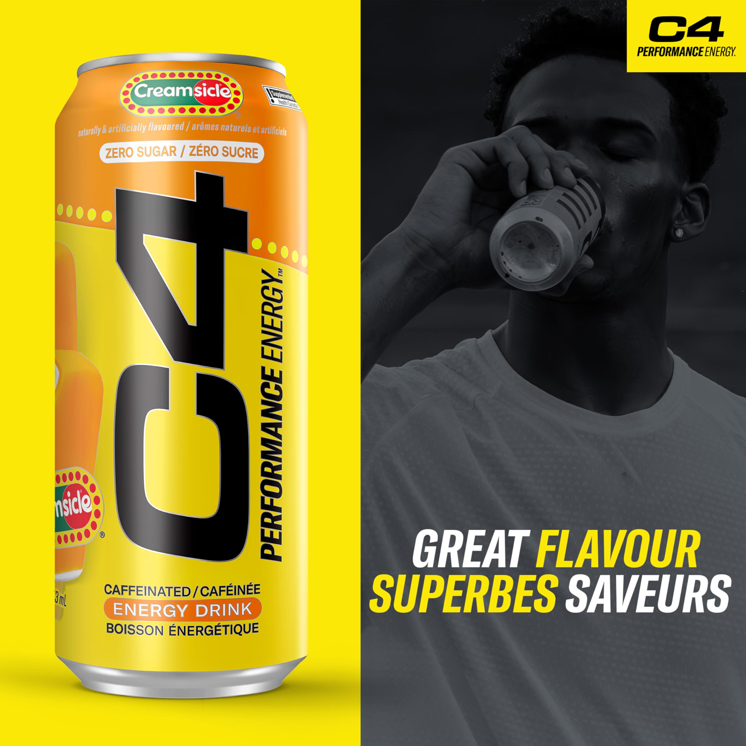 Cellucor C4 Performance Energy Drink, Creamsicle, Carbonated Sugar Free Drink with no Artificial Colours or Dyes, 473mL, 12 count 🍁 All In One Marketplace Canada