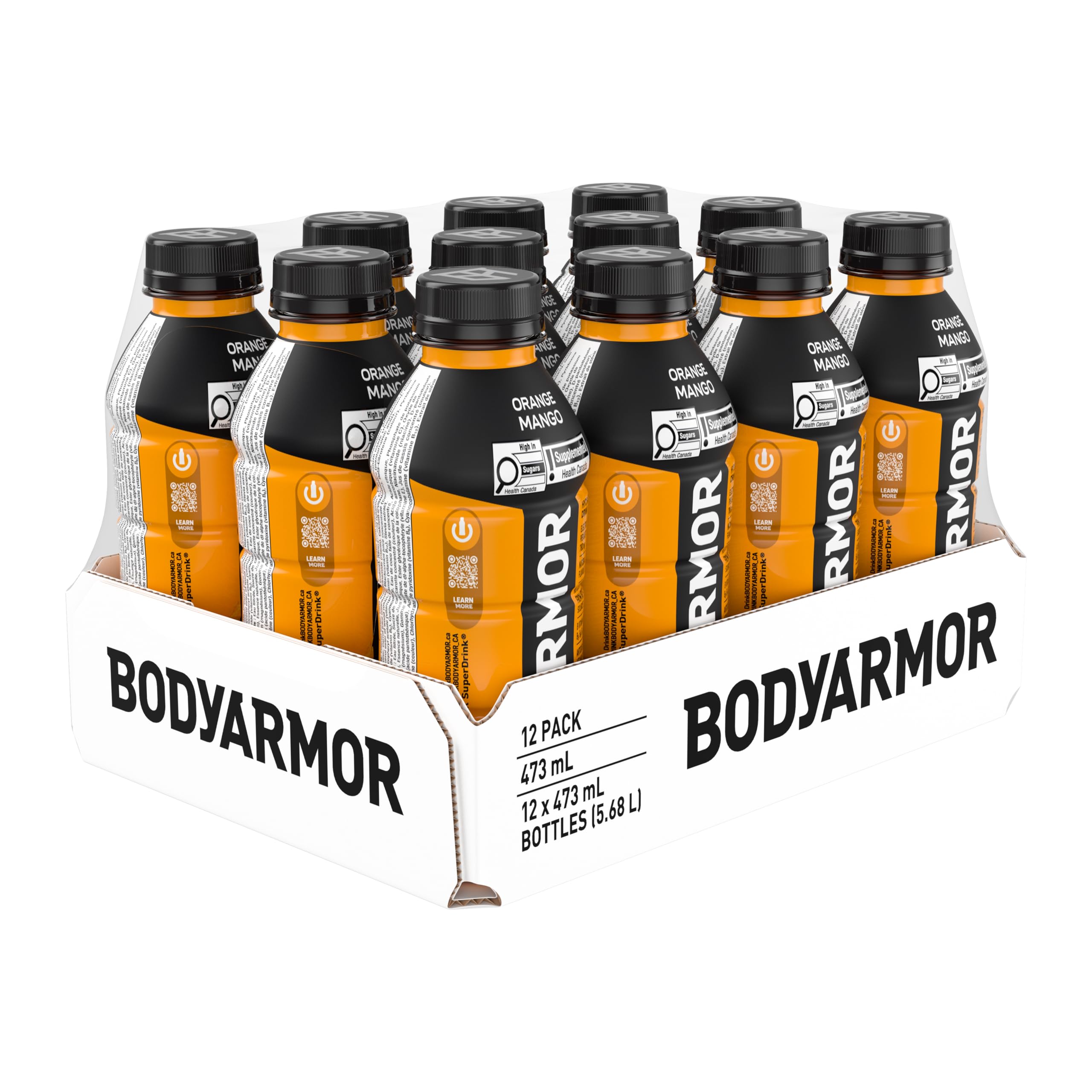 BODYARMOR SuperDrink Orange Mango, 473 mL Bottles (12 Pack) – Sports Hydration Drink with Coconut Water, Potassium-Packed Electrolytes and Antioxidant Vitamins 🍁 All In One Marketplace Canada