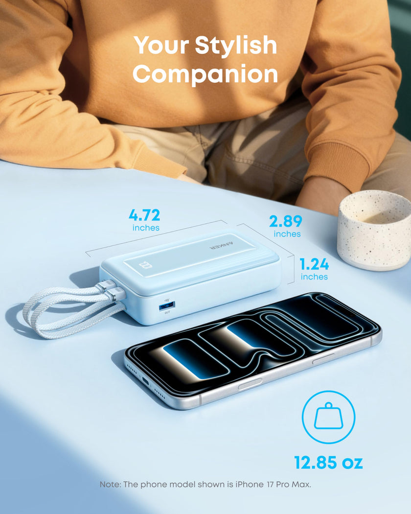 Anker Zolo Power Bank, 20,000mAh 45W Max Fast Portable Charger with Built-in USB-C Cable, USB C&A, 40W Battery Pack for iPhone 17 Series, MacBook, Samsung, and More (Built-in C Cable*2) 🍁 All In One Marketplace Canada