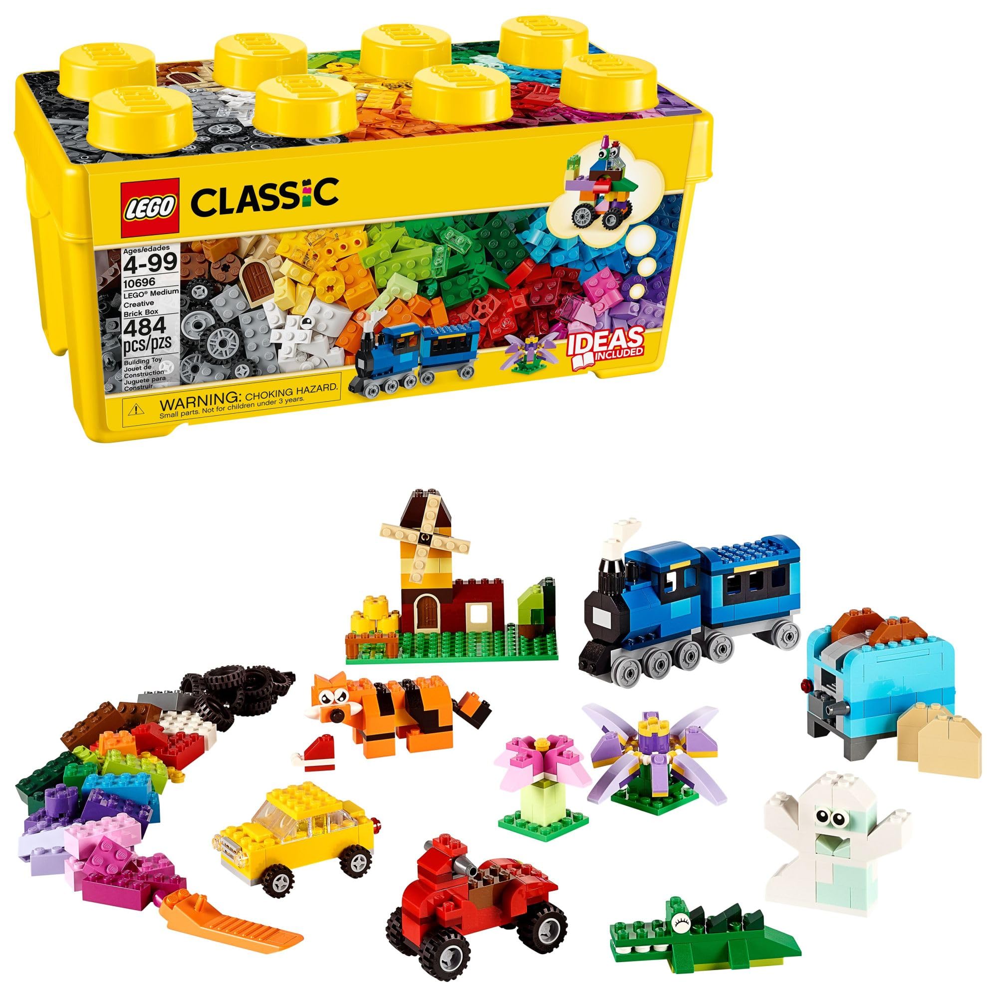 LEGO Classic Medium Creative Brick Box 10696 Building Toy Set with Storage, Includes Train, Car, and a Tiger Figure, and Playset for Boys and Girls, Sensory Toy for Kids Ages 4 and up 🍁 All In One Marketplace Canada
