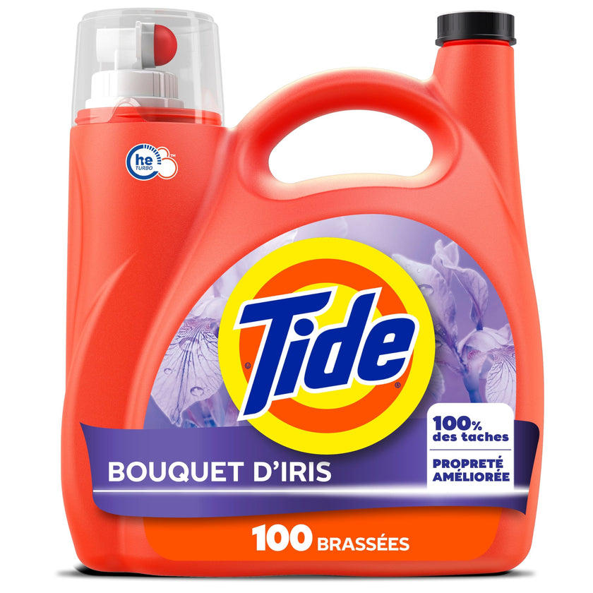 Tide Liquid Laundry Detergent, Iris Bouquet Scent, 100 Loads, Boosted Clean even in cold water, laundry soap, concentrated liquid detergent, 3.69 L 🍁 All In One Marketplace Canada