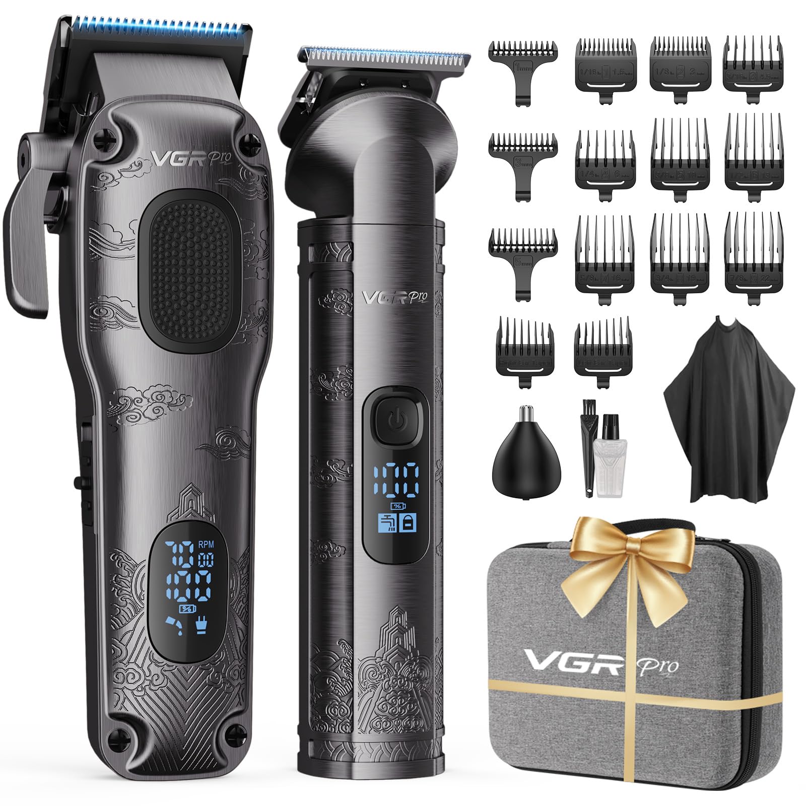 VGRPRO Hair Clippers for Men Professional, Cordless Hair Clippers for Hair Cutting, Mens Clippers and Trimmers Set, Electric Hair Trimmer for Men with Package Case (Gray) 🍁 All In One Marketplace Canada