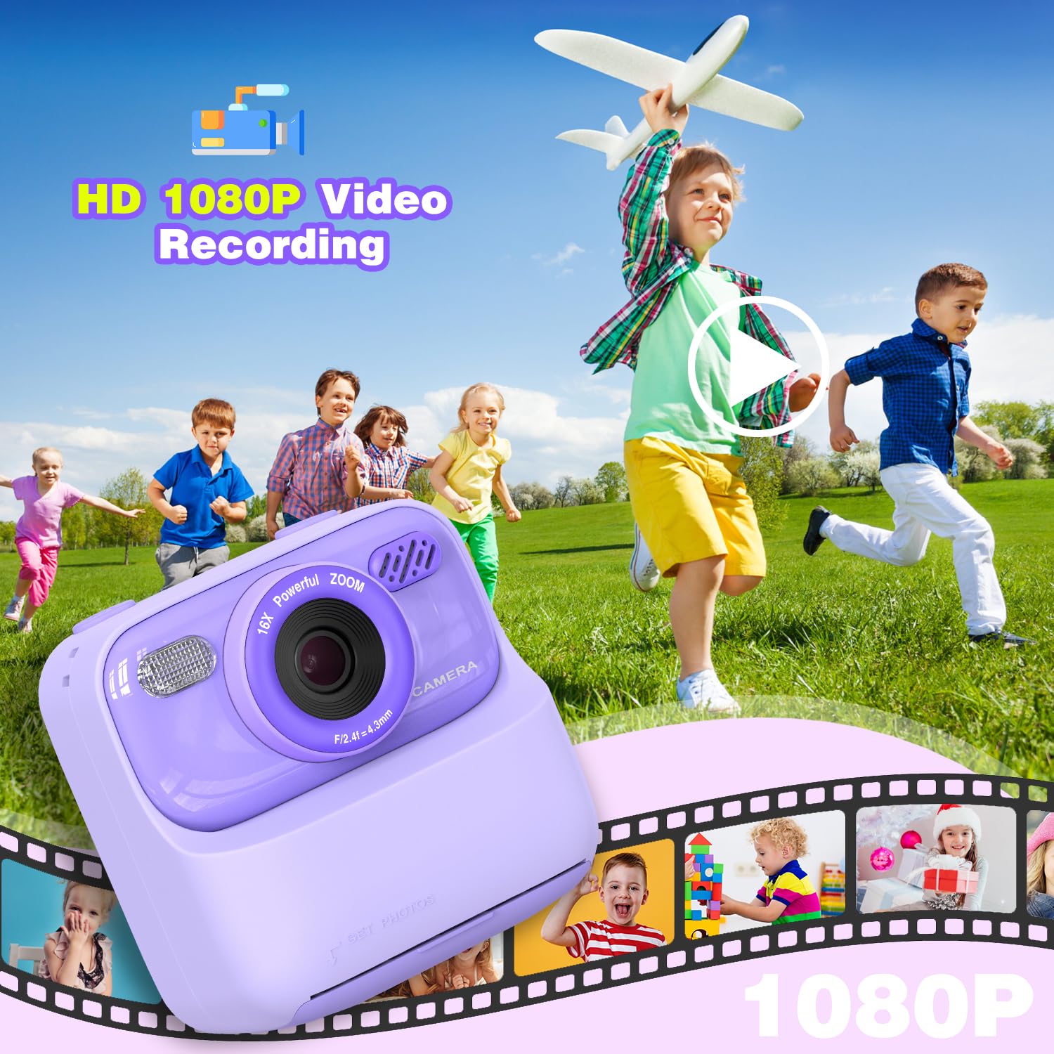 masterbee Kid Camera Instant Print Photo, Birthday Gifts for Girls and Boys, Kids Digital Camera Toys, 1080P HD Video, 3 4 5 6 7 8 9 10 11 12 Year Old Boy Gifts/Girl Gifts 🍁 All In One Marketplace Canada