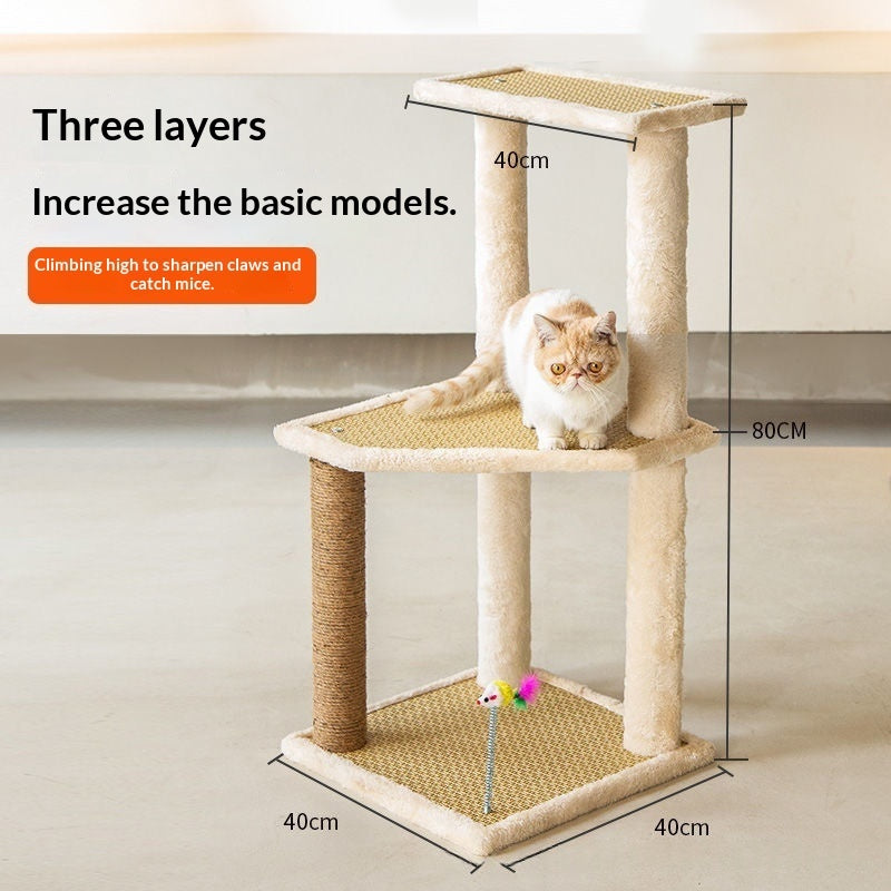 Integrated Cat Bed & Cat Tree Climbing Frame – Multi-Tier Wooden Cat Tower