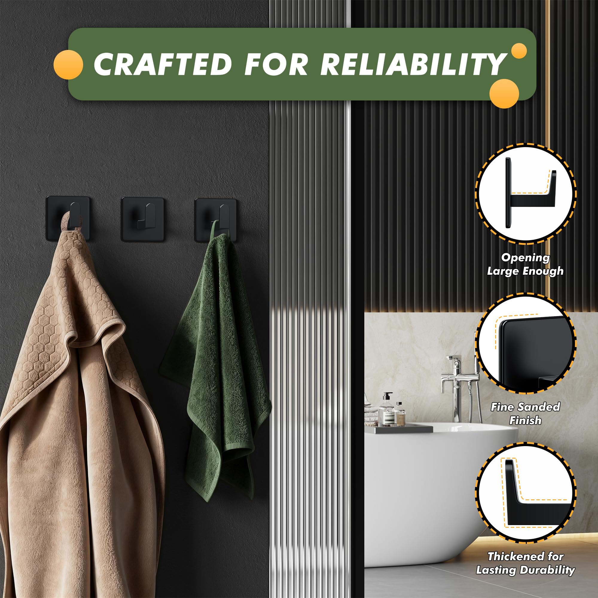 Auxmir Self Adhesive Hooks for Coat Towel, 7KG Heavy Duty Towel Hooks Stick on Wall and Door, 5 Pack Stainless Steel Waterproof Rustproof Wall Hanger for Bathroom Kitchen Office Shower 🍁 All In One Marketplace Canada