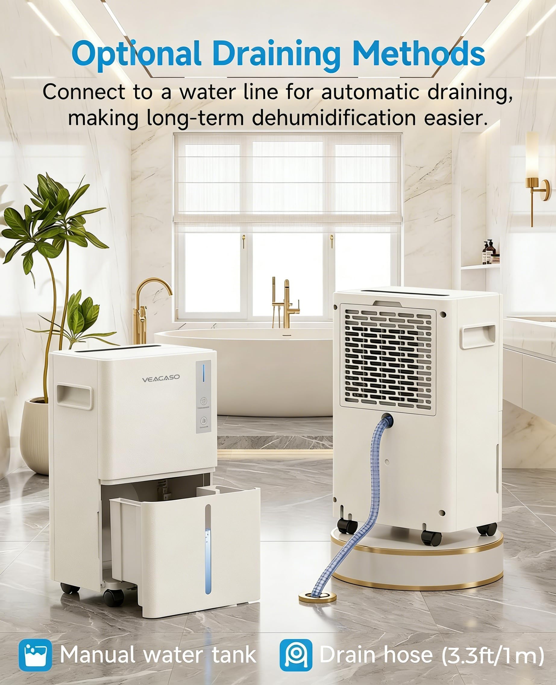 VEAGASO 1500 Sq.Ft Dehumidifier, 21 Pints Dehumidifiers for Basemens with Drain Hose & Humidity Control, Quiet Operation Dehumidifiers for Home, RV, Bathroom, Bedroom - 3 Modes & 24H Timer 🍁 All In One Marketplace Canada