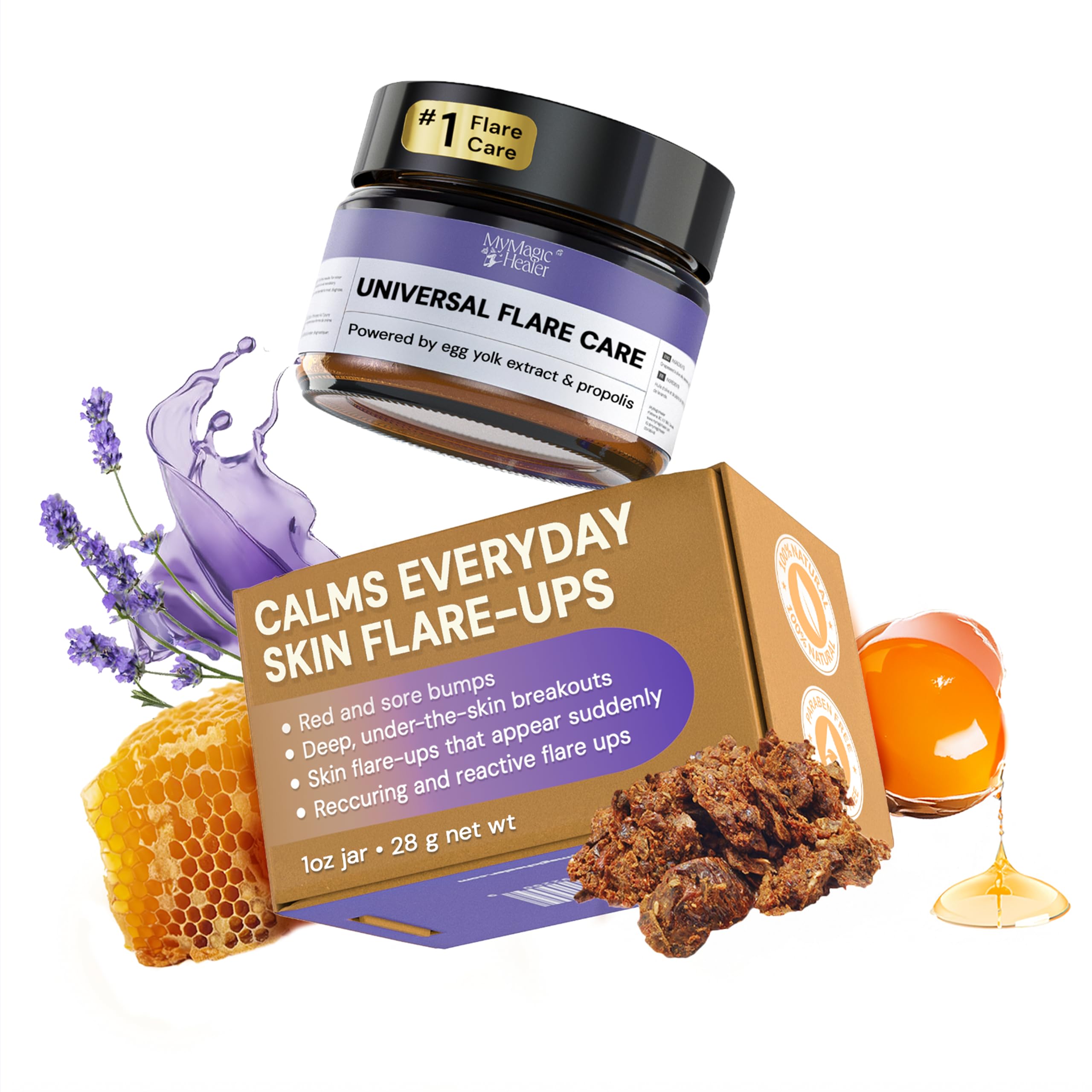 MyMagicHealer Universal Flare Care – Multi-Purpose Solution | Skin Flare-Ups - Hidradenitis Suppurativa, Folliculitis, Boils, Cysts | Anti-Chafing | Irritated Skin Relief w/Propolis & Egg Yolk 28 g 🍁 All In One Marketplace Canada