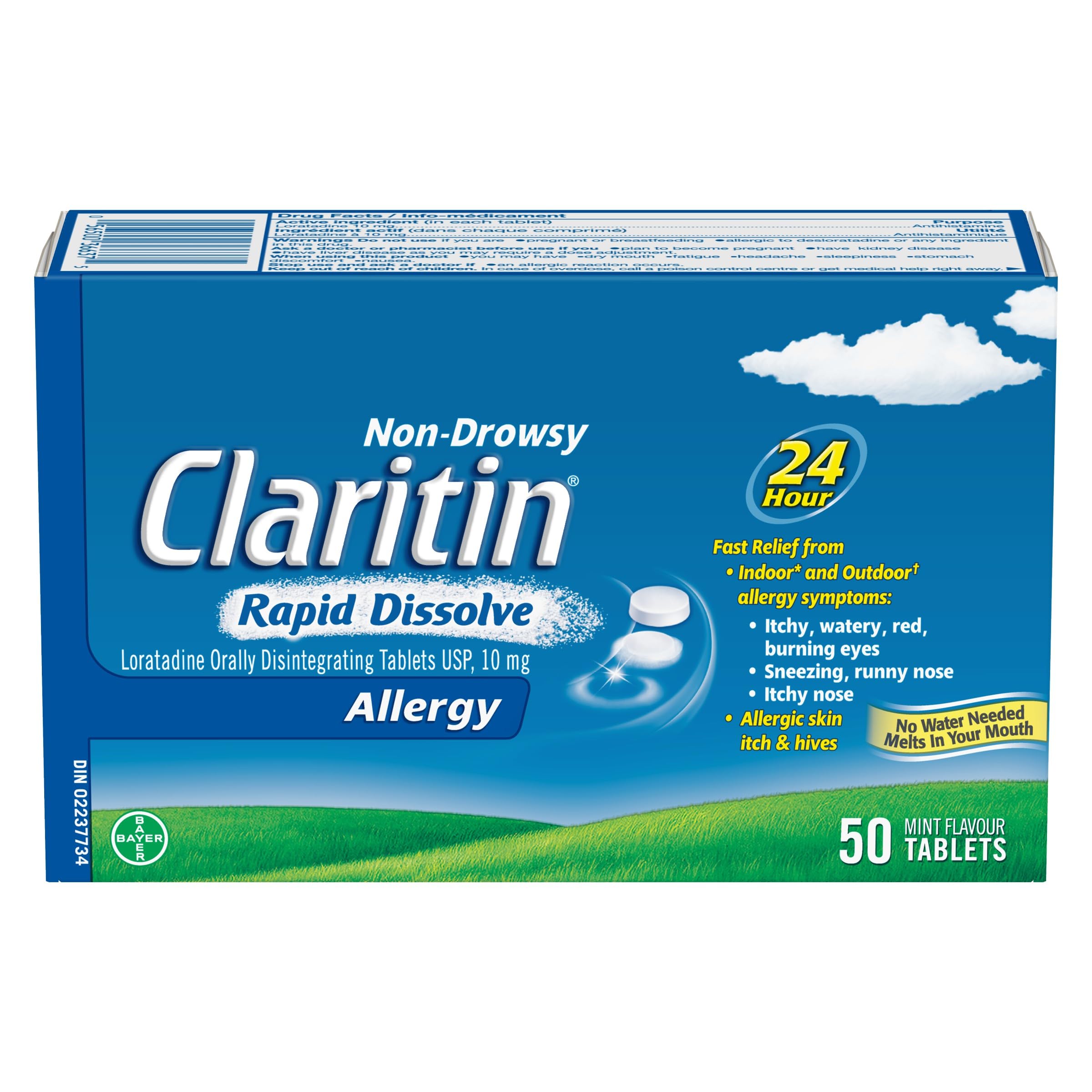 Claritin Rapid Dissolve Allergy Medicine, 24-Hour Non-Drowsy Relief 10 mg, 50 Tablets 🍁 All In One Marketplace Canada