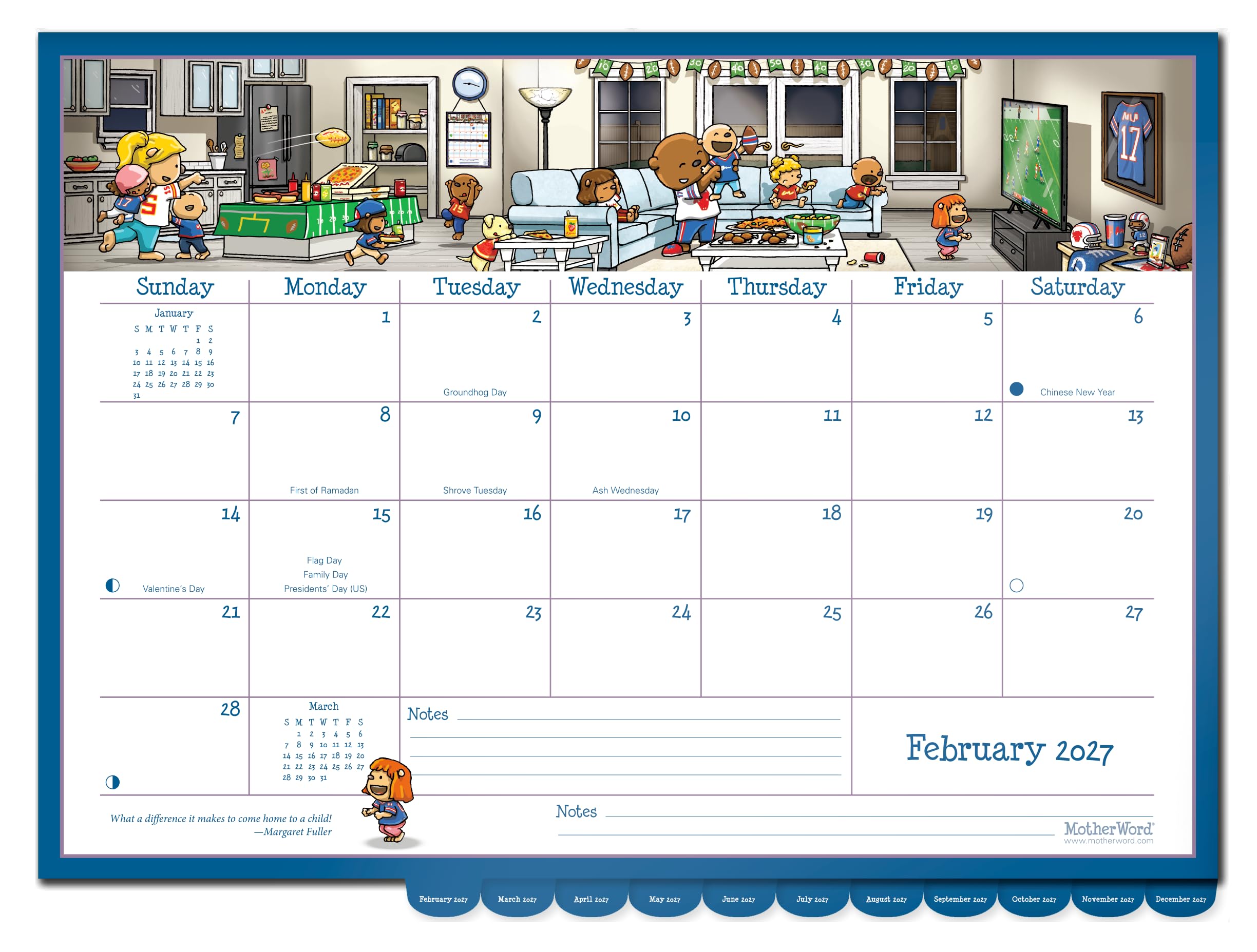 2027 MotherWord Deluxe Magnetic Ultimate Family Calendar and Chore Chart, 16-Month Family Planner, Sept 2026-Dec 2027, English, Large Deluxe Version, 18