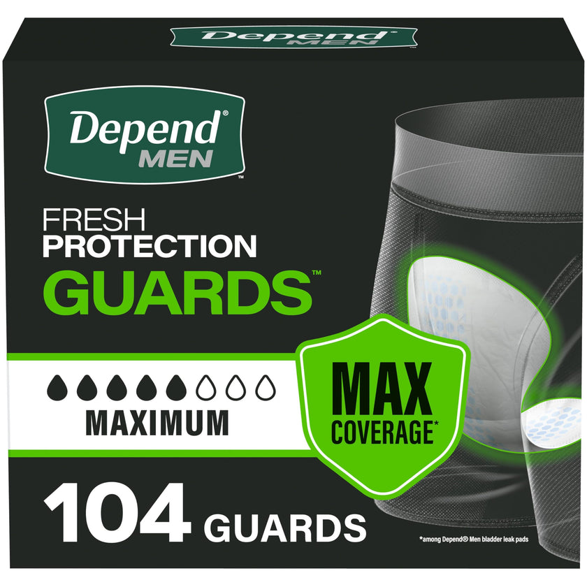 Depend Incontinence Guards/Incontinence Pads for Men/Bladder Control Pads, Maximum Absorbency, 104 Count (2 x 52ct) 🍁 All In One Marketplace Canada