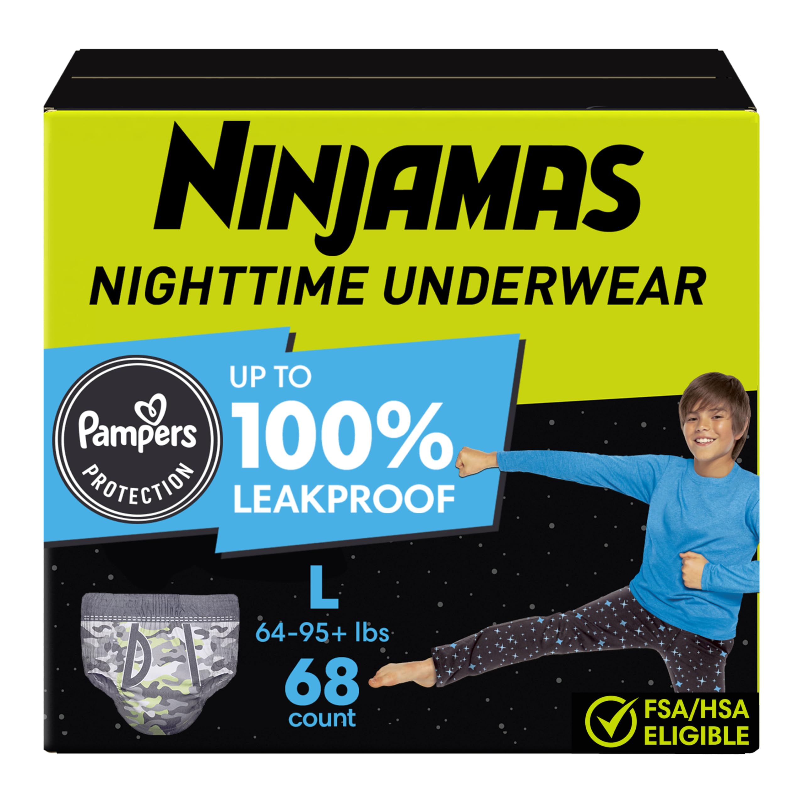 Ninjamas Pampers Nighttime Bedwetting Underwear Boy, Size 8, 68 Count, Disposable Nighttime Underwear 🍁 All In One Marketplace Canada