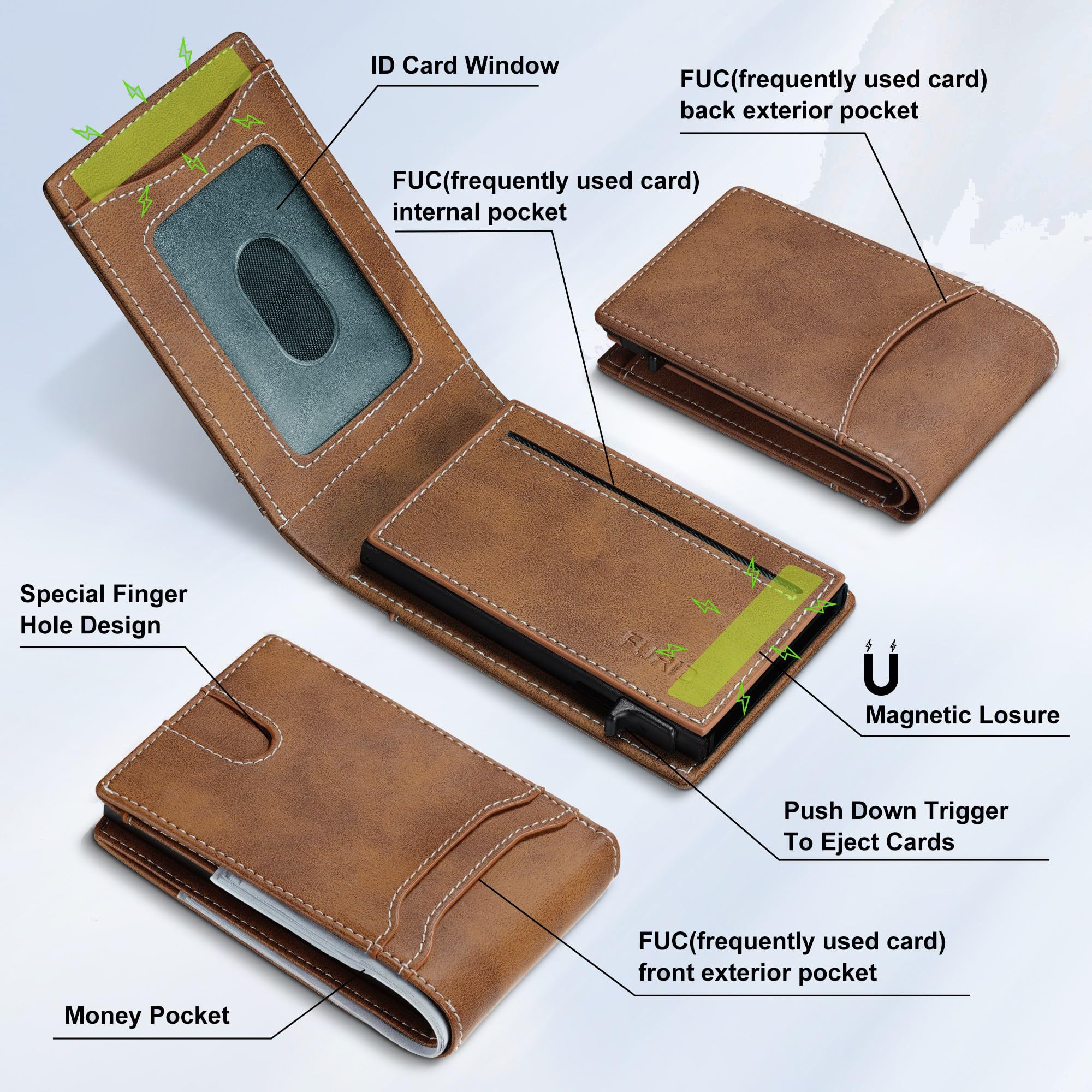 furid RFID Wallet for Men Minimalist: Slim Pop Up Wallet with ID Window - Smart Card Holder for Men - Gift for Father Husband on Father’s Day Birthday Anniversary 🍁 All In One Marketplace Canada