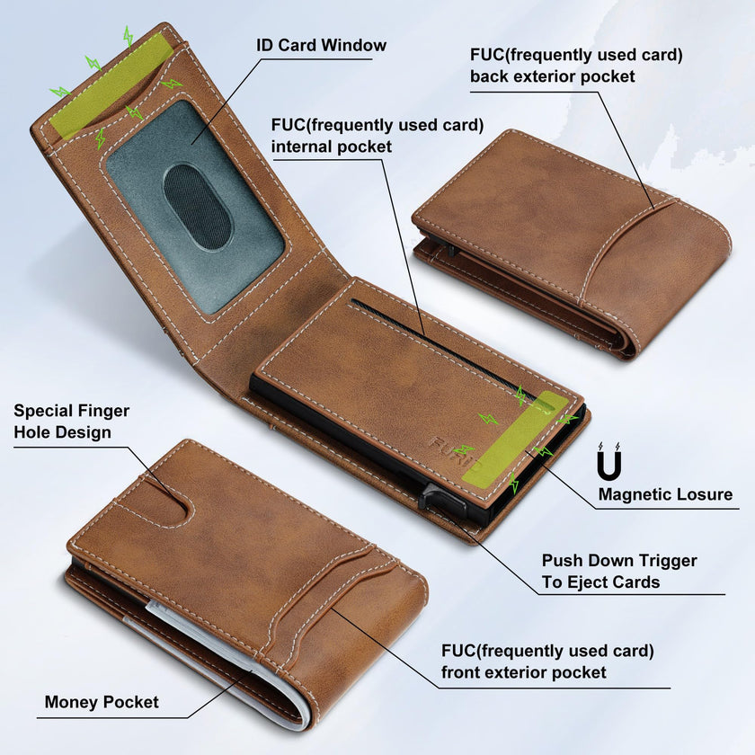 furid RFID Wallet for Men Minimalist: Slim Pop Up Wallet with ID Window - Smart Card Holder for Men - Gift for Father Husband on Father’s Day Birthday Anniversary 🍁 All In One Marketplace Canada