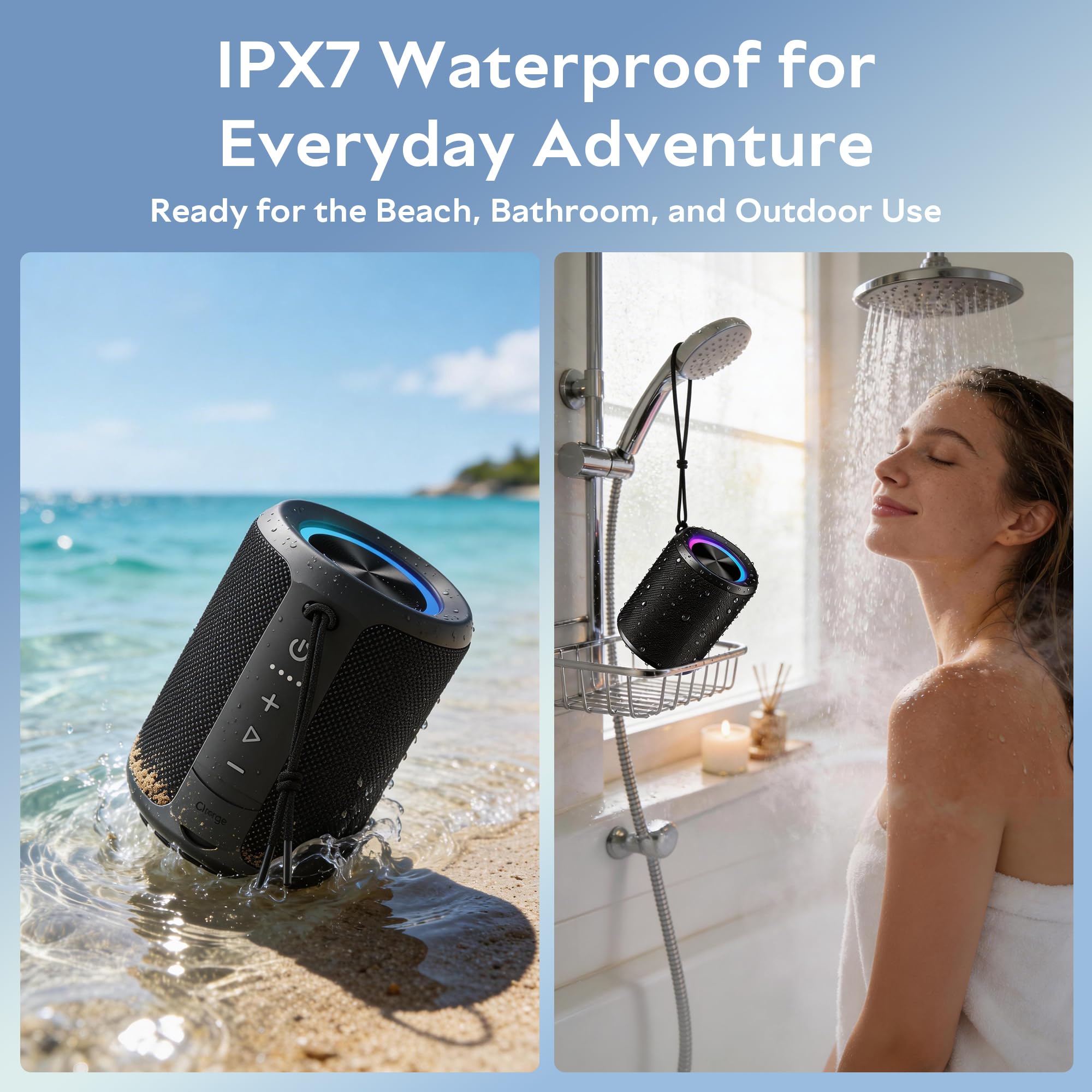 DUDGSIS Portable Bluetooth Speaker Wireless, IPX7 Waterproof Dustproof Mini Speakers, 20W Loud Bass Stereo, 15H Playtime, BT5.3 & TWS, RGB Light, for Outdoor/Shower/Home/Party, Stocking Stuffers 🍁 All In One Marketplace Canada