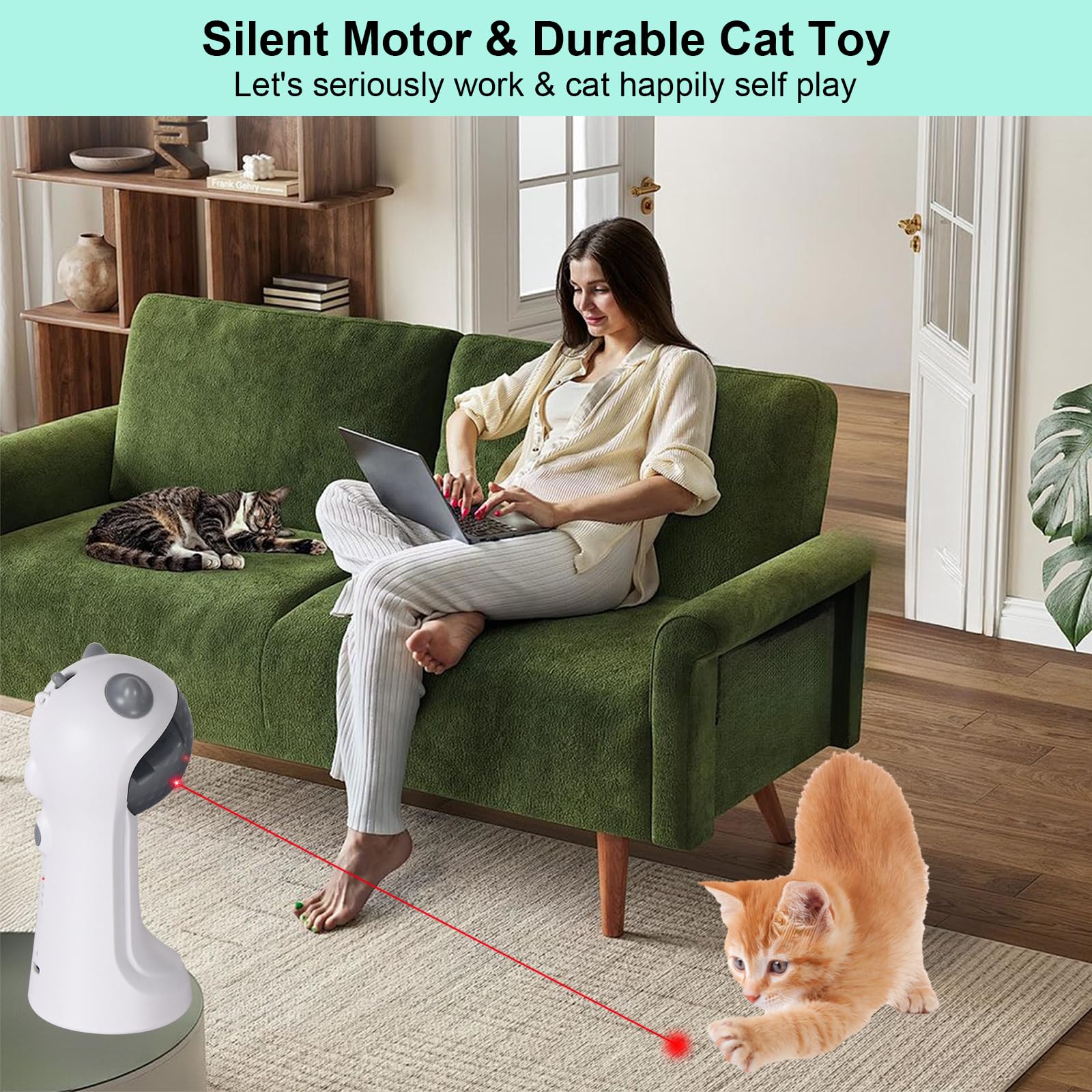 TBTeek Cat Toy, Automatic Motion-Activated, 5 Fun Patterns, 4 Speed Modes, Adjustable Light Angles, Random Rotating Trajectory, Rechargeable 🍁 All In One Marketplace Canada