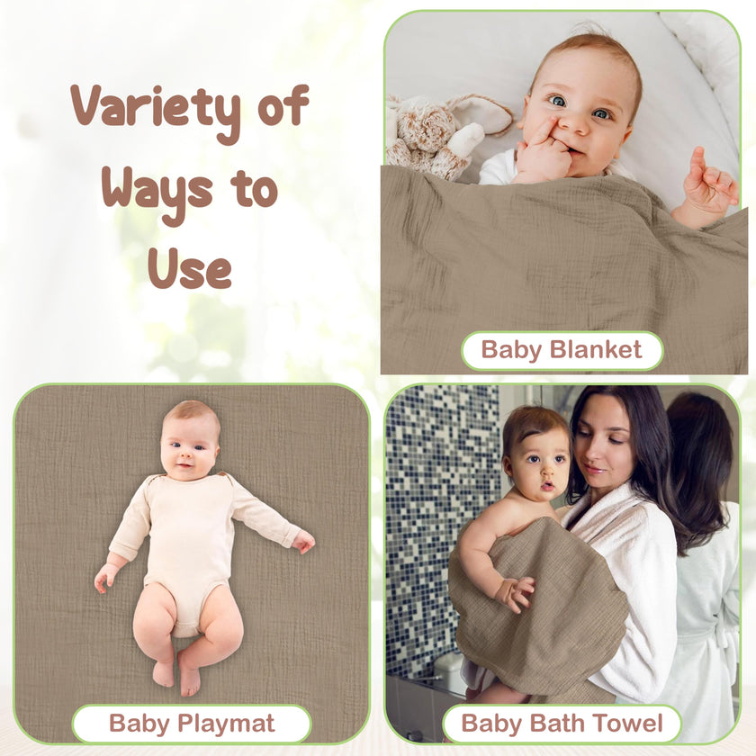 Infancie 100% Organic Cotton Muslin Hooded Baby Towels 2 Pack 81 X 81 CM Shower Towel Soft Breathable Lightweight Quick Dry Gentle On Baby Skin for Newborns and Infants 🍁 All In One Marketplace Canada