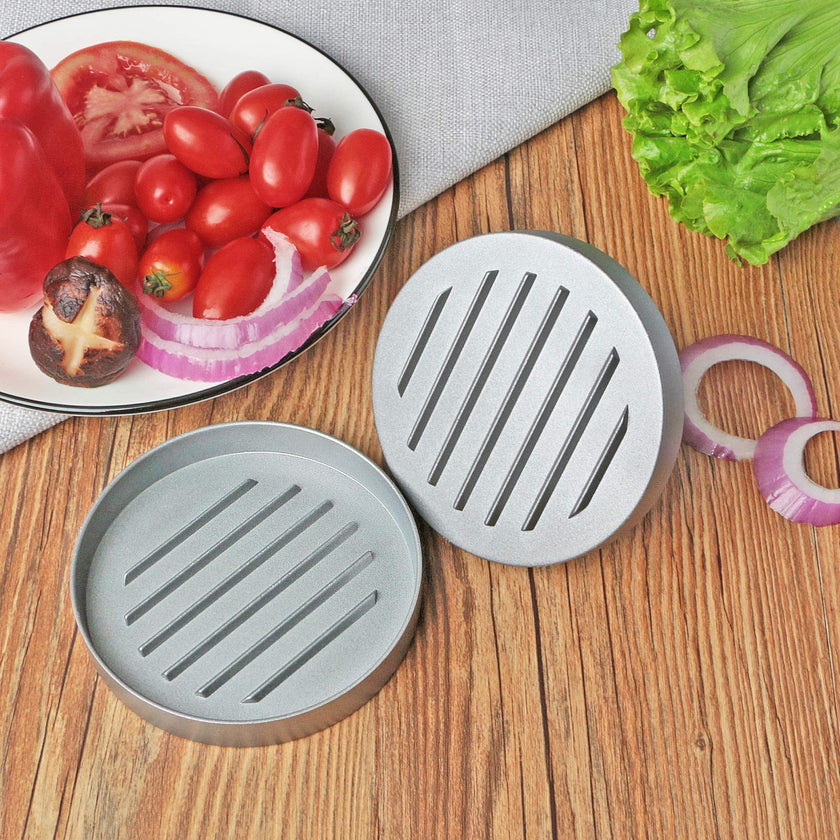 Asdirne Hamburger Press Patty Maker, Food Grade Aluminum Burger Press with ABS Handle, Non-Stick, Easy to Clean, with 50 Pcs Wax Patty Paper, 4.6