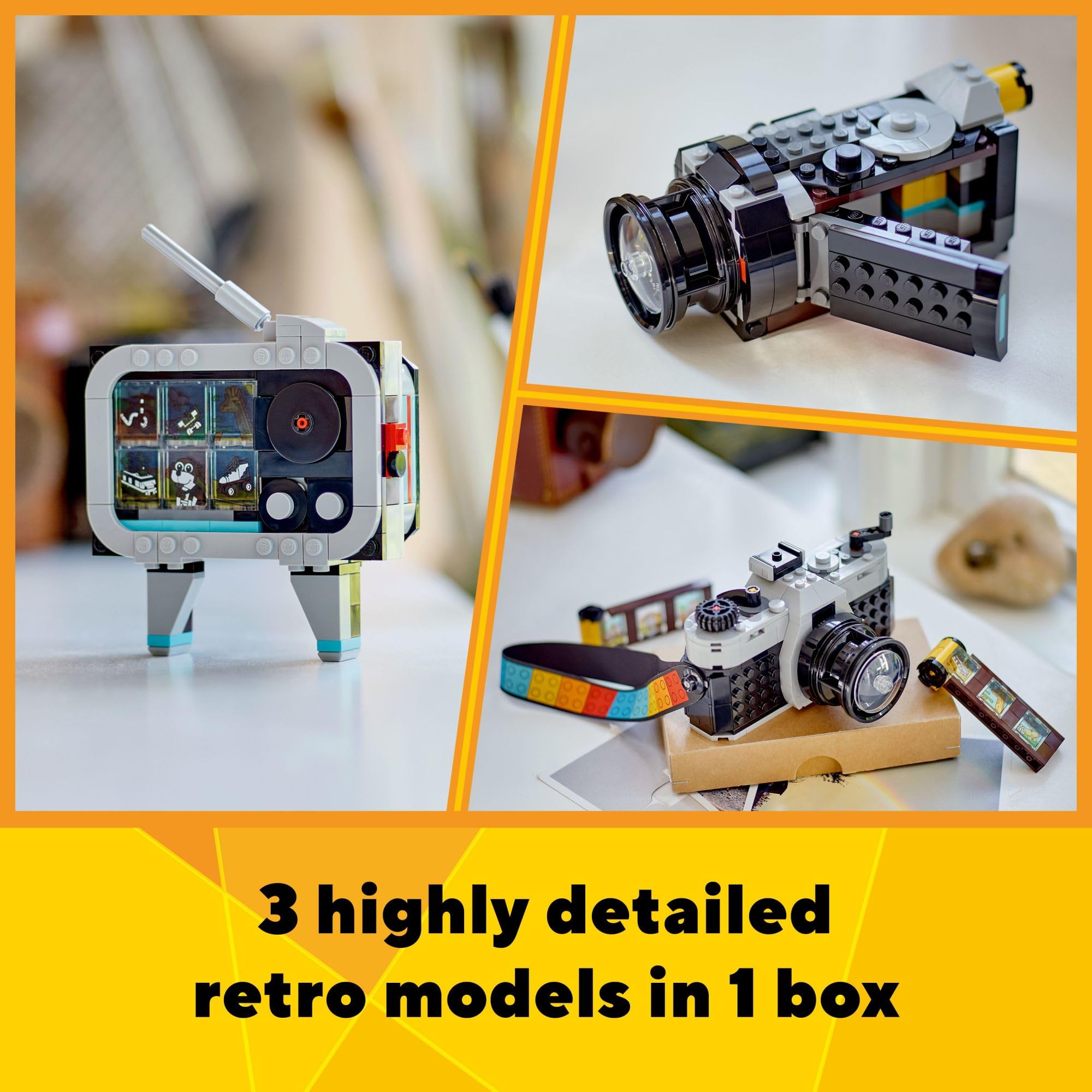 LEGO Creator 3 in 1 Retro Camera Toy, Transforms from Toy Camera to Retro Video Camera to Retro TV Set, Photography Gift for Boys and Girls Ages 8 Years Old and Up Who Enjoy Creative Play, 31147 🍁 All In One Marketplace Canada