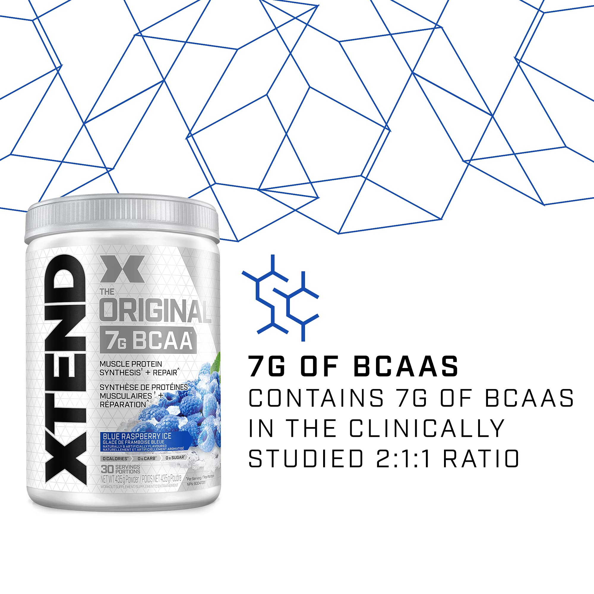Scivation XTEND Original BCAA Powder | Sugar Free Post Workout Muscle Recovery Drink with Amino Acids | 7g BCAAs for Men & Women | 30 Servings, Blue Raspberry Ice 🍁 All In One Marketplace Canada
