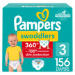 Pampers Diapers - Swaddlers 360 degrees - Size 3, 156 Count, up to 100% Leakproof Comfy Dry Fit, EZ Off Tabs Designed for Easy Changes, Pull On Diaper 🍁 All In One Marketplace Canada
