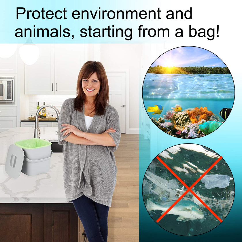 Aievrgad Biodegradable Trash bags 50PCS, 13Gallon/50L large Garbage bags/ For kitchen Bin. Bin Liner/Trash/rubbish Bags, 100% Recycled,Tough, degradable, Compost Bags for Food/household/garden 🍁 All In One Marketplace Canada
