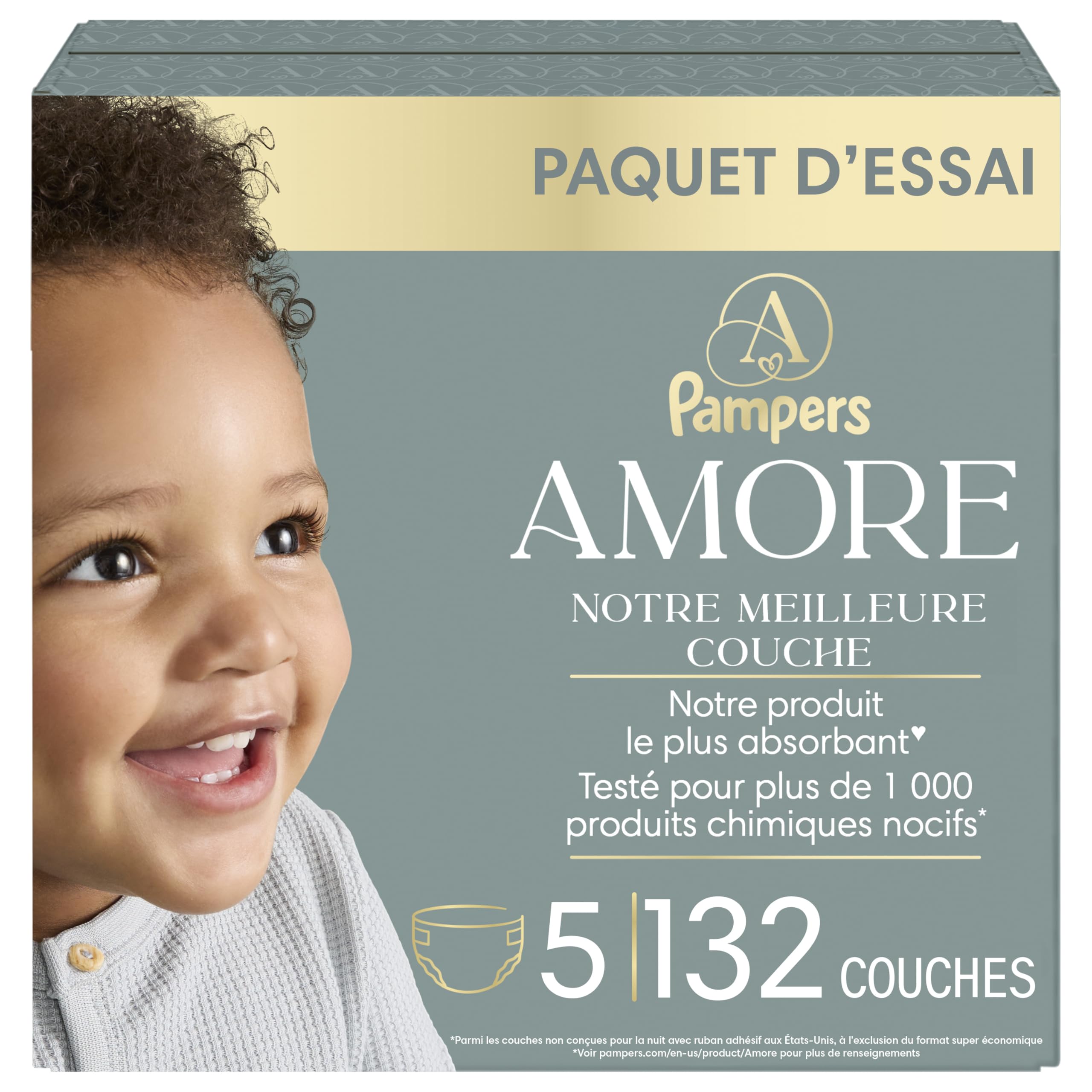 Pampers AMORE, Size 5, Our Best Diaper, 1 Pack (Count of 132) 🍁 All In One Marketplace Canada