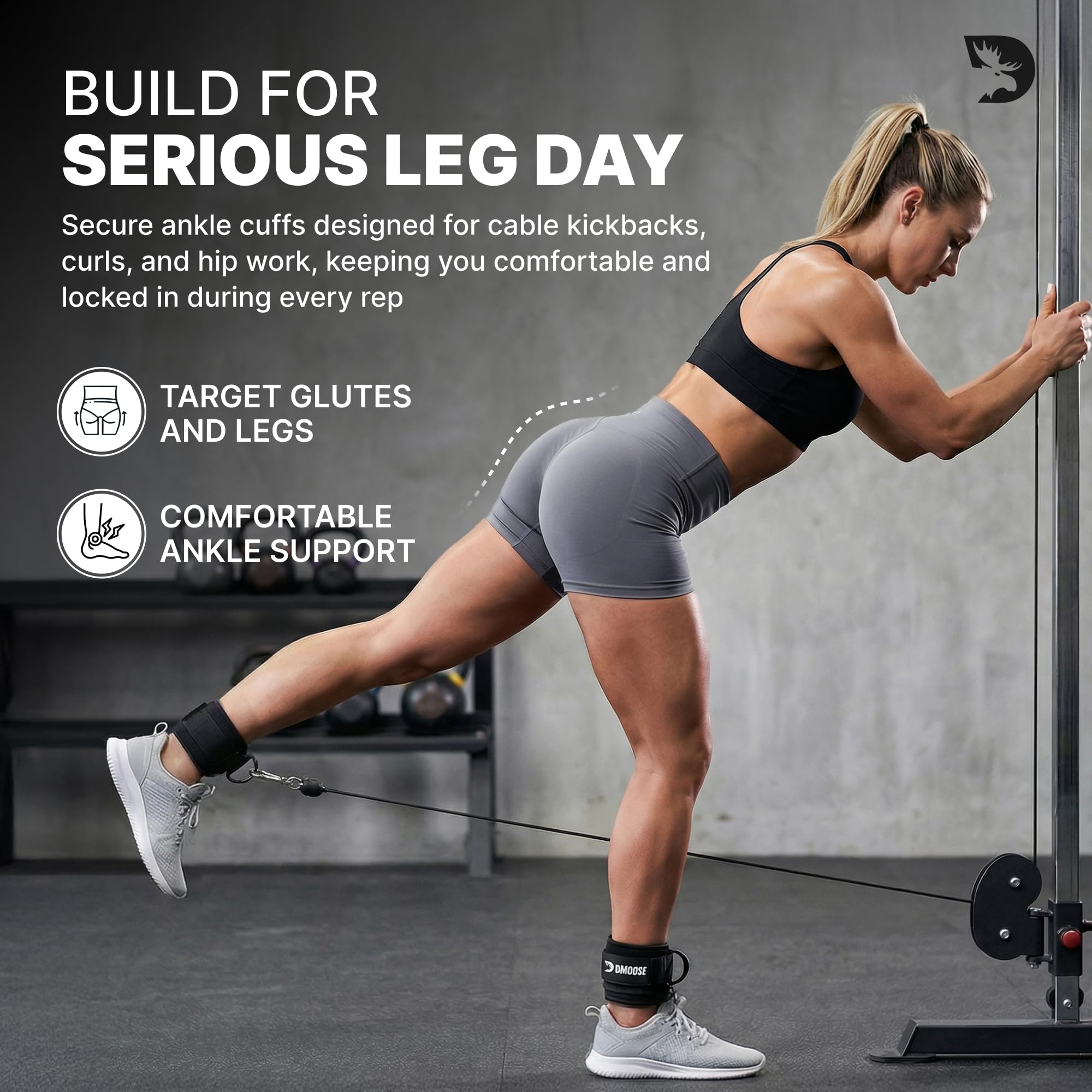 DMoose Ankle Straps for Cable Machines for Kickbacks, Glute Workouts, Leg Extensions, Curls, and Hip Abductors for Men and Women, Adjustable Ankle Strap with Double D-Rings and Neoprene Support 🍁 All In One Marketplace Canada