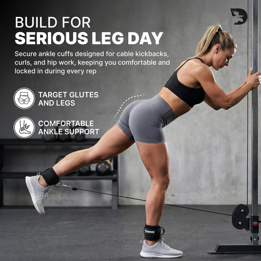 DMoose Ankle Straps for Cable Machines for Kickbacks, Glute Workouts, Leg Extensions, Curls, and Hip Abductors for Men and Women, Adjustable Ankle Strap with Double D-Rings and Neoprene Support 🍁 All In One Marketplace Canada