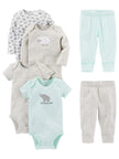 Simple Joys by Carter's Baby 6-Piece Neutral Bodysuits (Short and Long Sleeve) and Pants Set, Gray Lamb, 3-6 Months 🍁 All In One Marketplace Canada