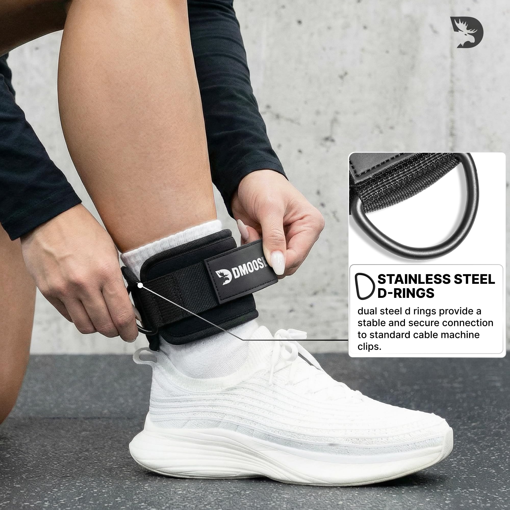 DMoose Ankle Straps for Cable Machines for Kickbacks, Glute Workouts, Leg Extensions, Curls, and Hip Abductors for Men and Women, Adjustable Ankle Strap with Double D-Rings and Neoprene Support 🍁 All In One Marketplace Canada