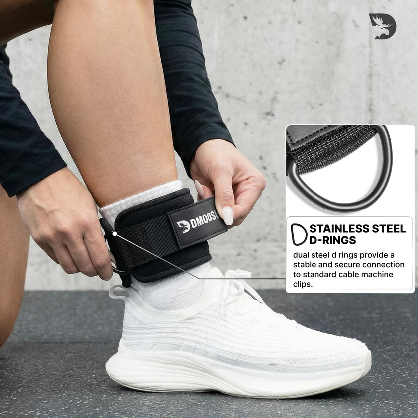 DMoose Ankle Straps for Cable Machines for Kickbacks, Glute Workouts, Leg Extensions, Curls, and Hip Abductors for Men and Women, Adjustable Ankle Strap with Double D-Rings and Neoprene Support 🍁 All In One Marketplace Canada