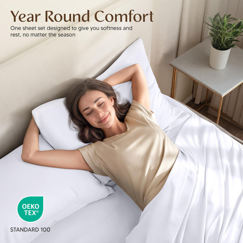 Utopia Bedding Queen Bed Sheets - 4 Piece Queen Size Cooling Sheet Set - Hotel Luxury Soft Breathable Microfiber, Oeko-TEX, Deep Pocket Easy Fit & Care, Fade & Wrinkle Resistant, White 🍁 All In One Marketplace Canada