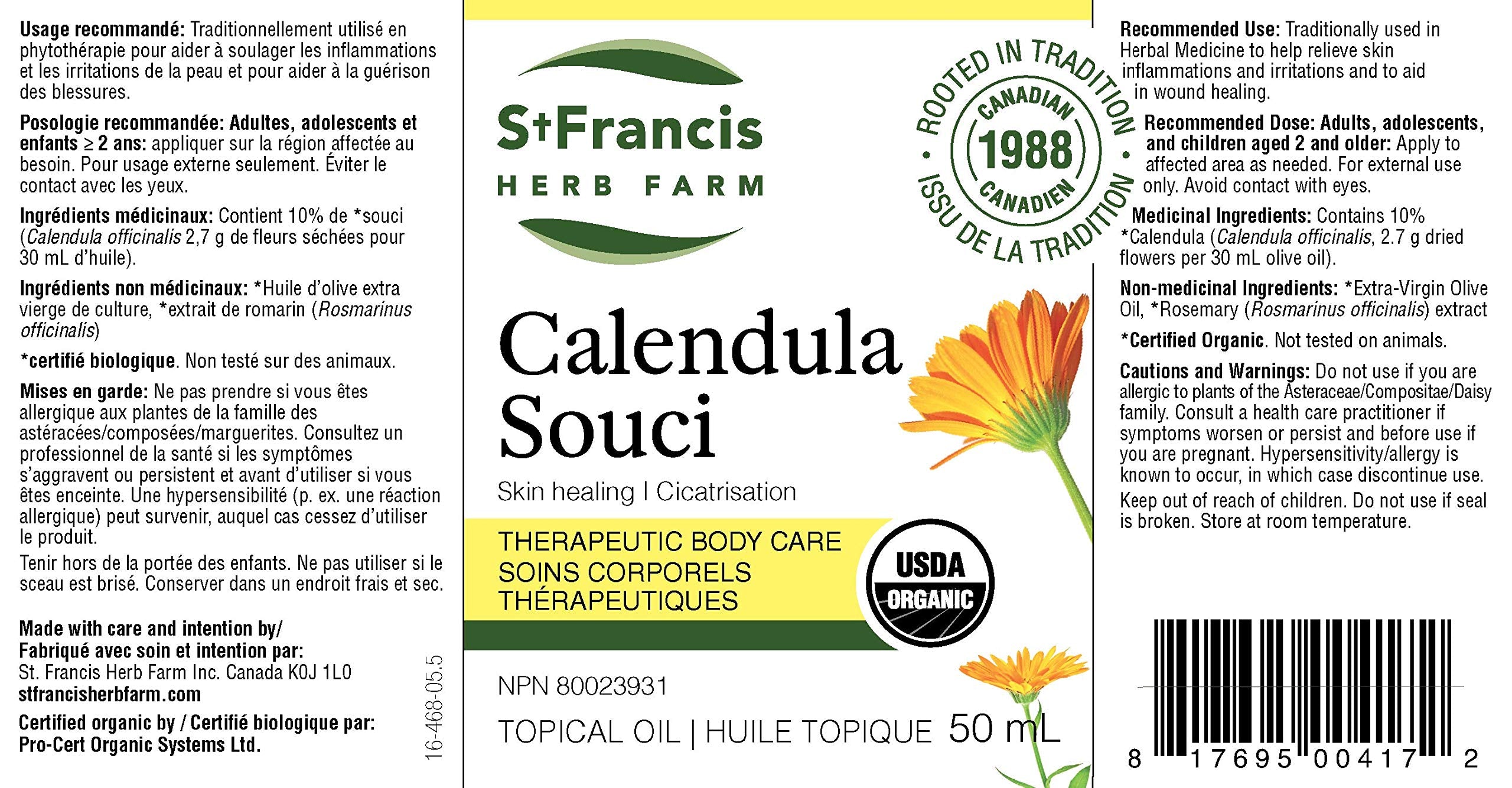 St. Francis Herb Farm - Calendula Oil (50ml)